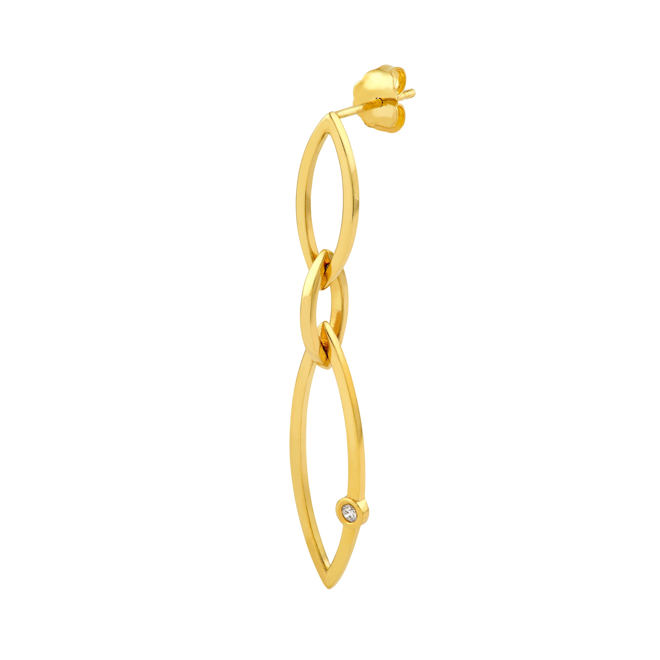 14K Yellow Gold 1/20tcw Diamond Marquise Triple Link Dangle Earrings Birmingham Jewelry Earrings Birmingham Jewelry 