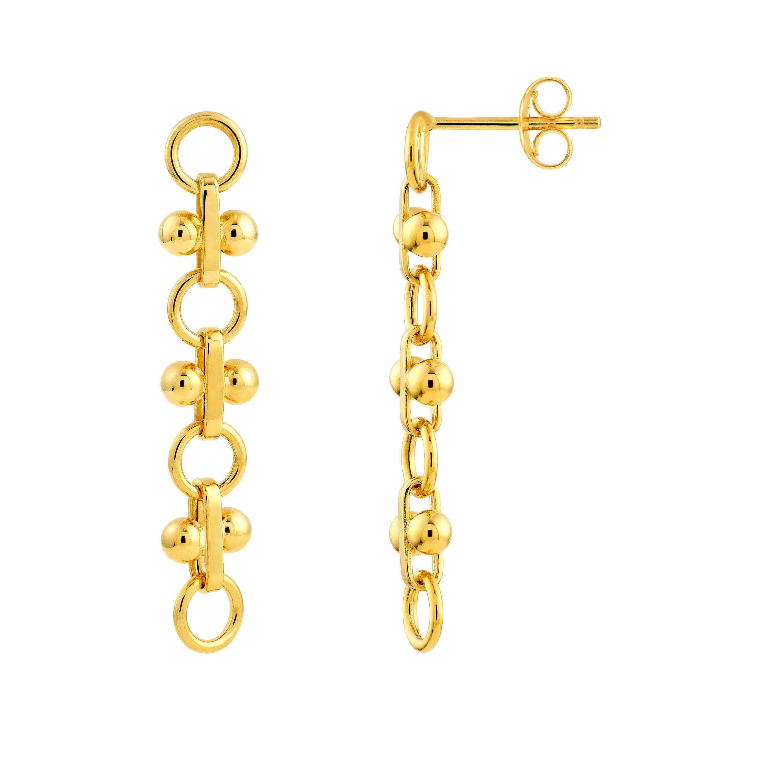 14K Yellow Gold Bead & Bar Drop Earrings Birmingham Jewelry Earrings Birmingham Jewelry 