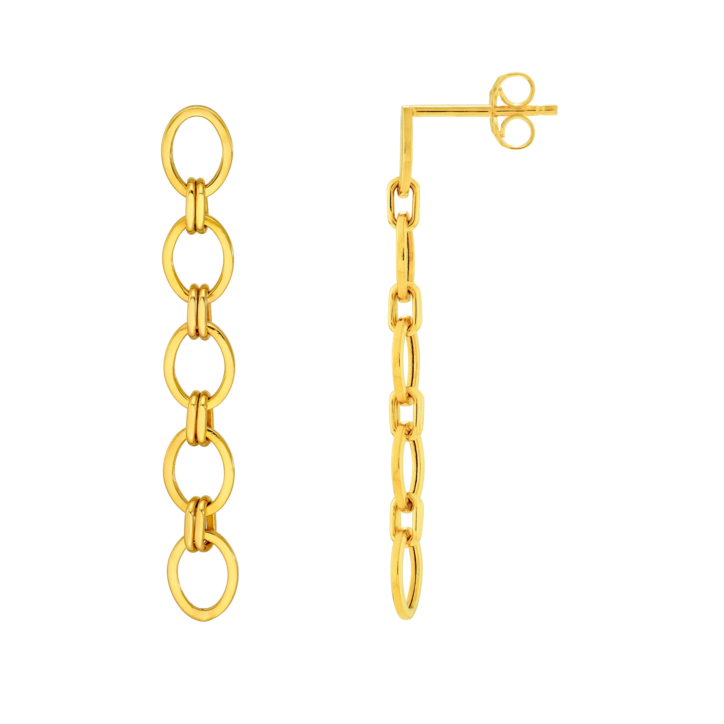 14K Yellow Gold Oval Link Dangle Earrings Birmingham Jewelry Earrings Birmingham Jewelry 