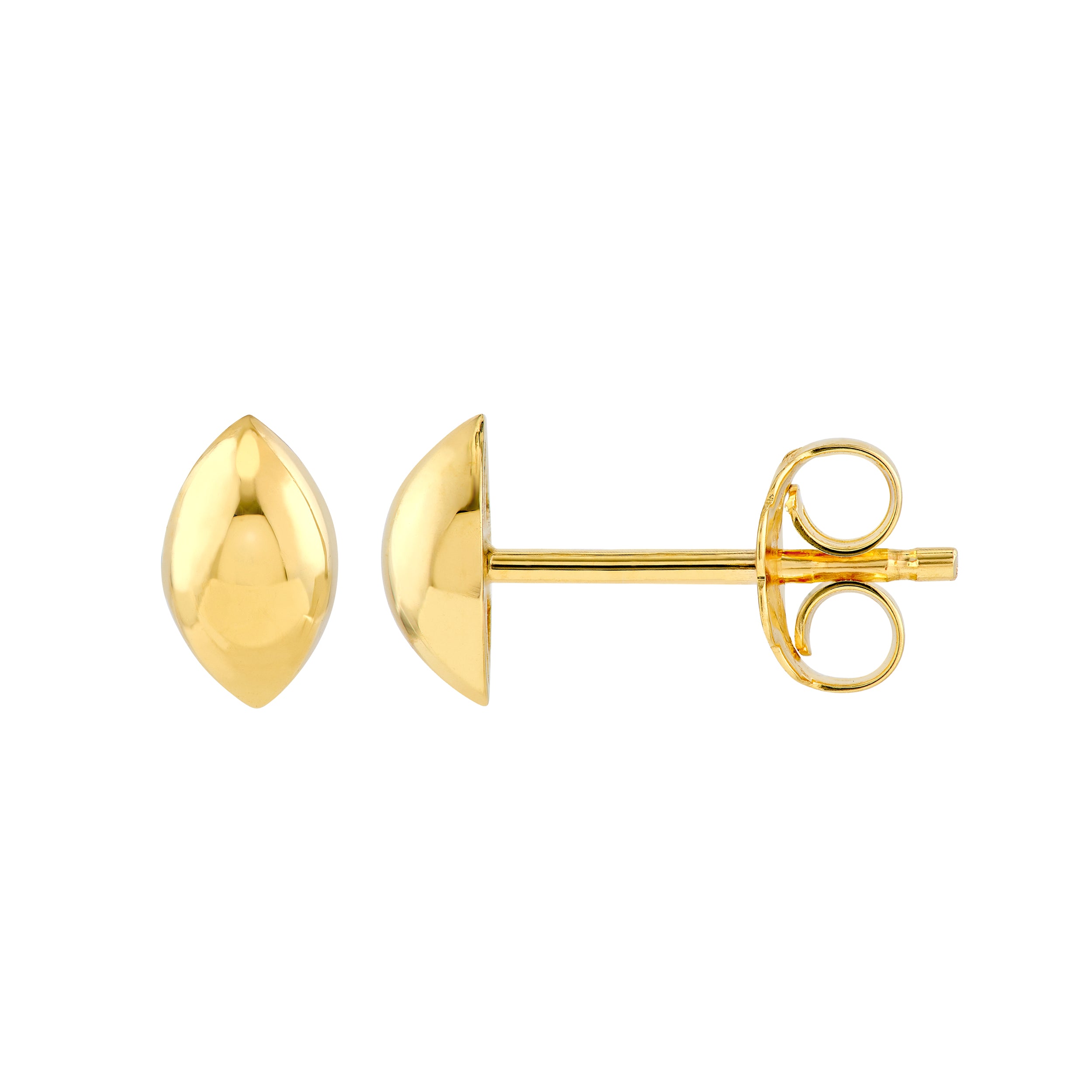 14K Yellow Gold Rounded Marquise Shape Stud Earrings Birmingham Jewelry Earrings Birmingham Jewelry 