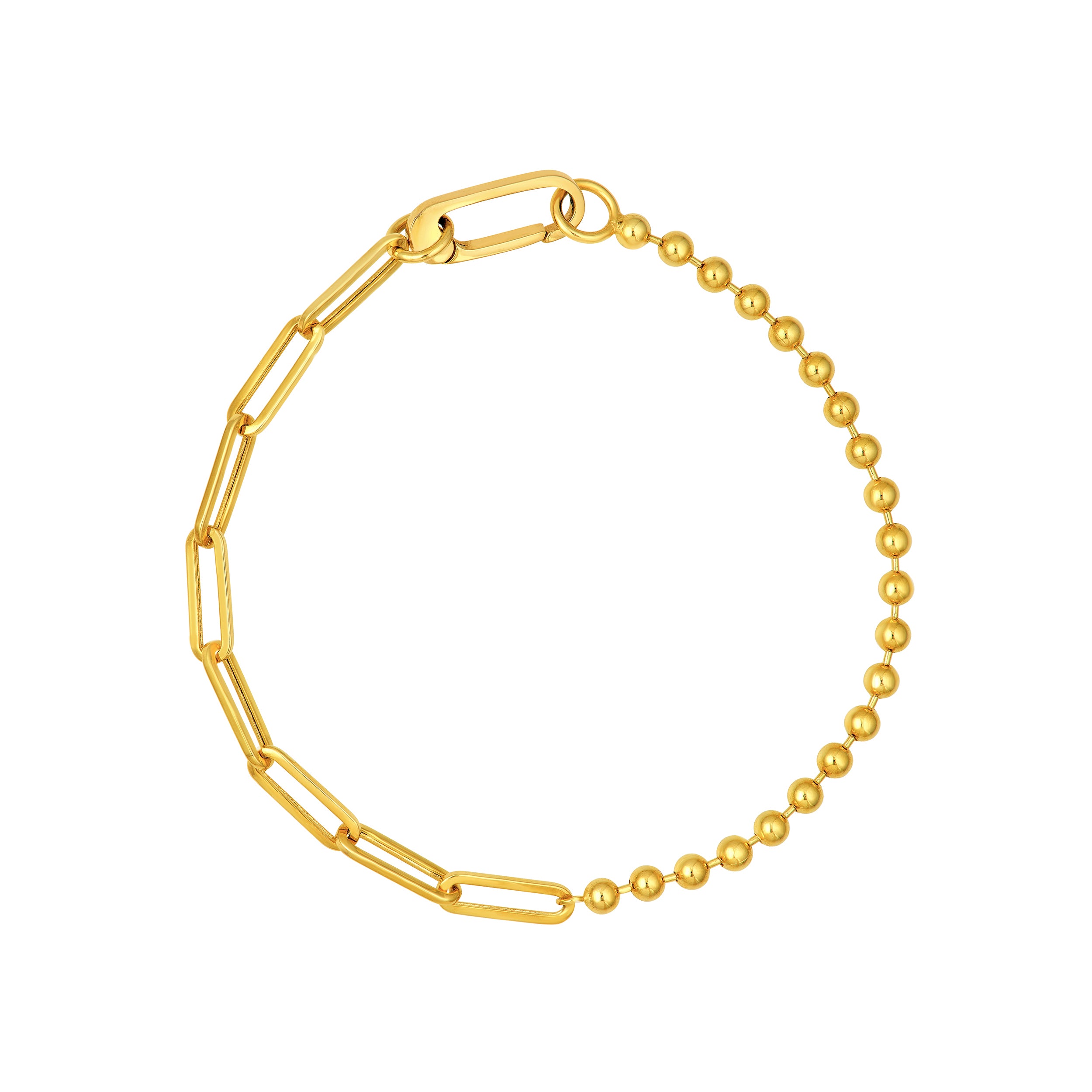 14K Yellow Gold Bead and Oval Link Bracelet Birmingham Jewelry Bracelet Birmingham Jewelry 