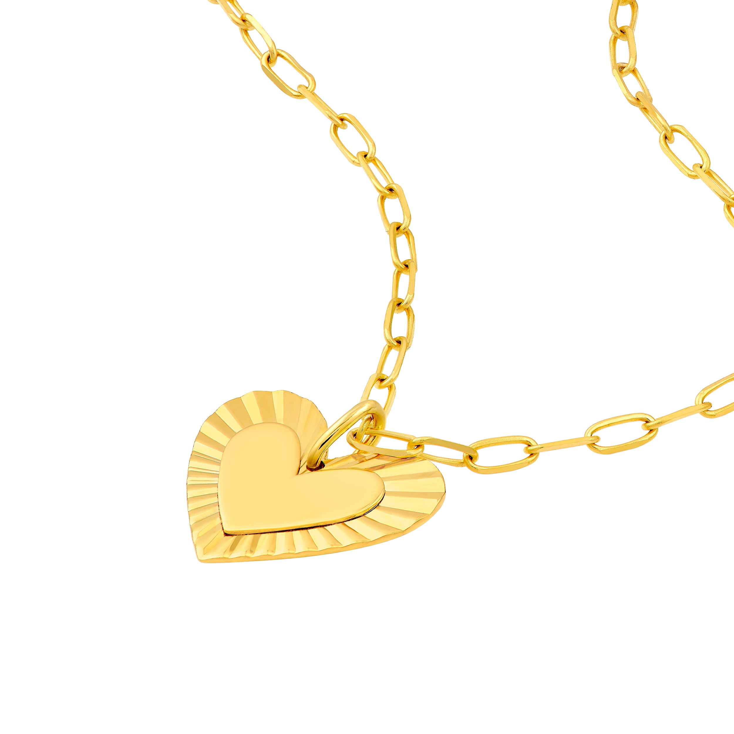 14K Yellow Gold Fluted Heart Pendant Necklace Birmingham Jewelry Necklace Birmingham Jewelry 
