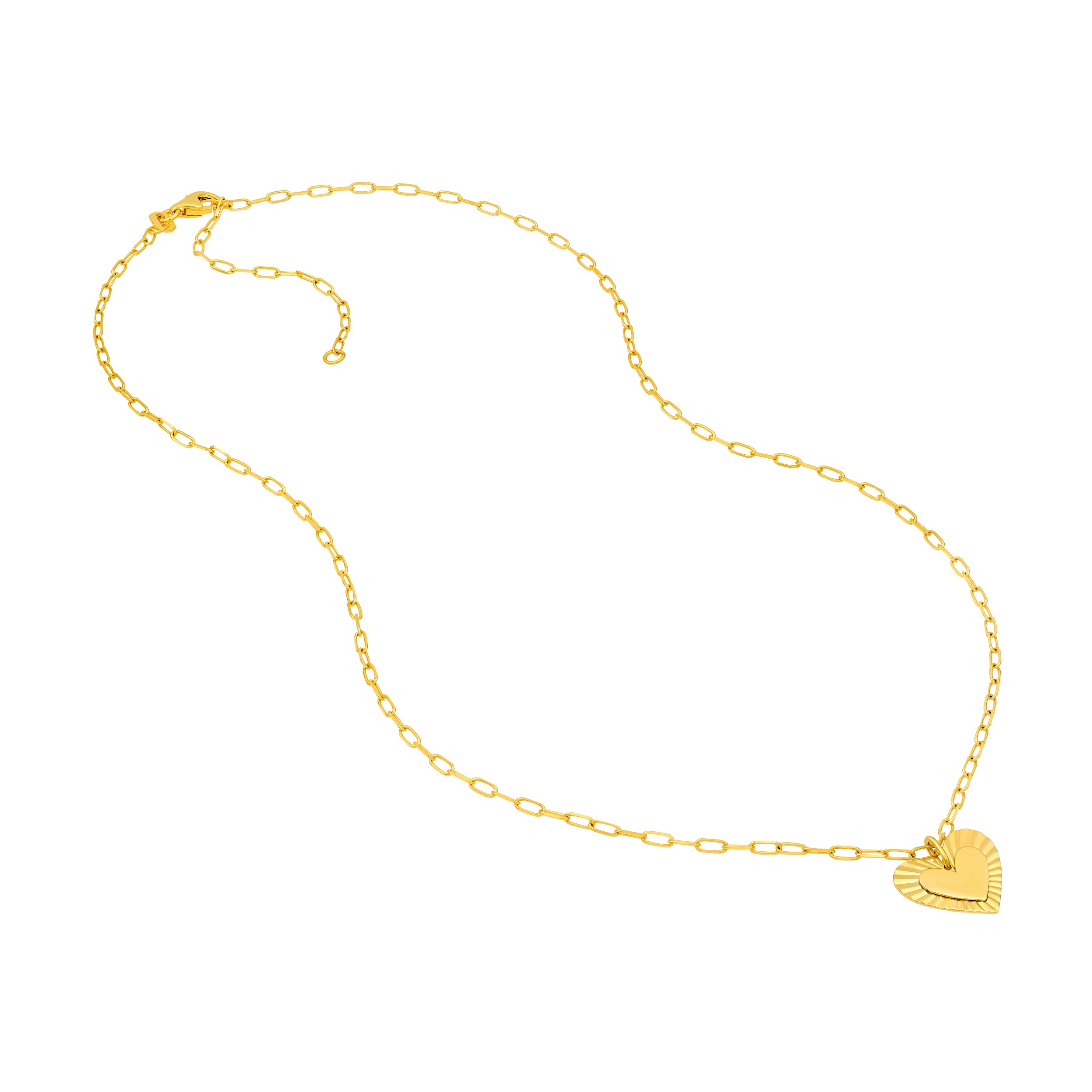 14K Yellow Gold Fluted Heart Pendant Necklace Birmingham Jewelry Necklace Birmingham Jewelry 