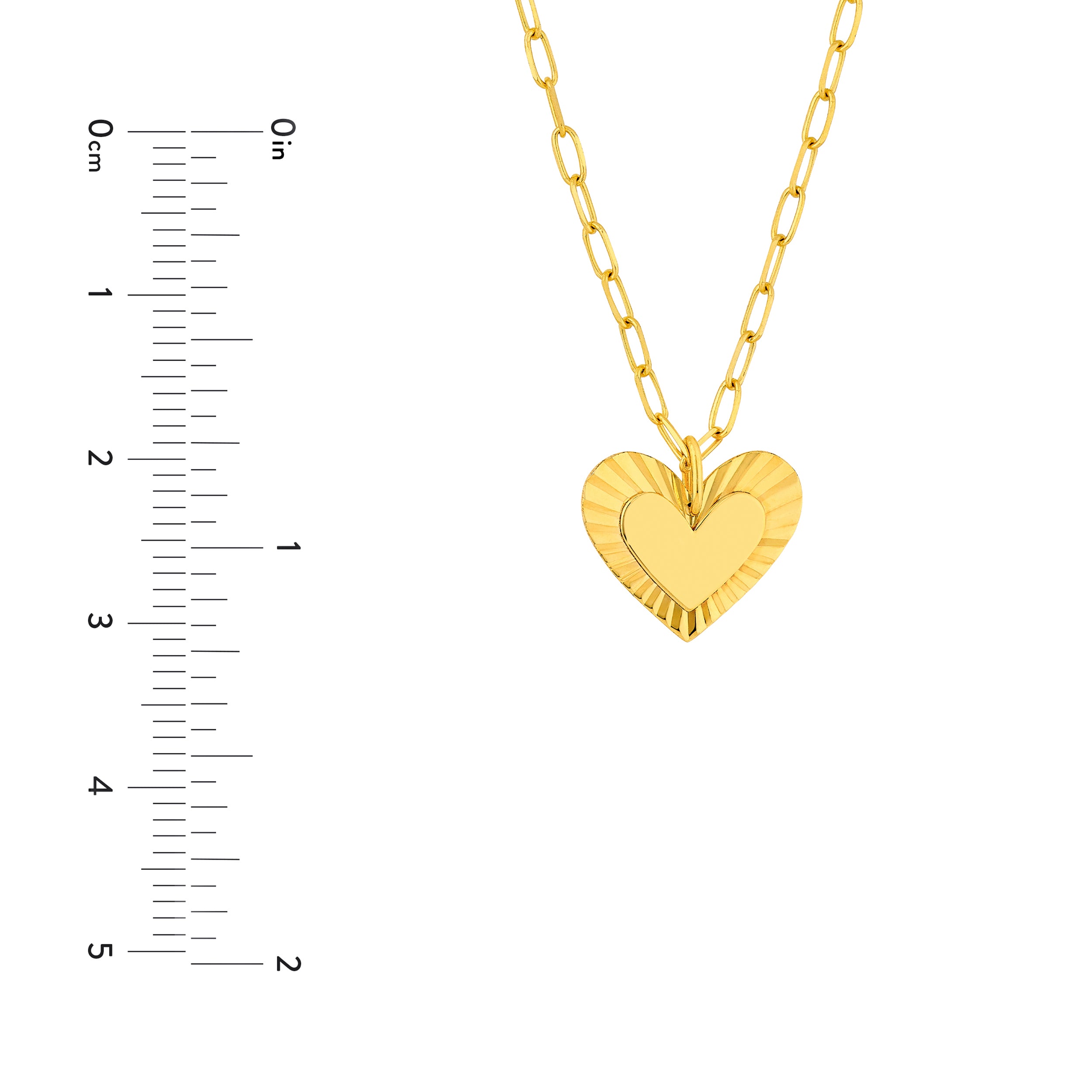 14K Yellow Gold Fluted Heart Pendant Necklace Birmingham Jewelry Necklace Birmingham Jewelry 