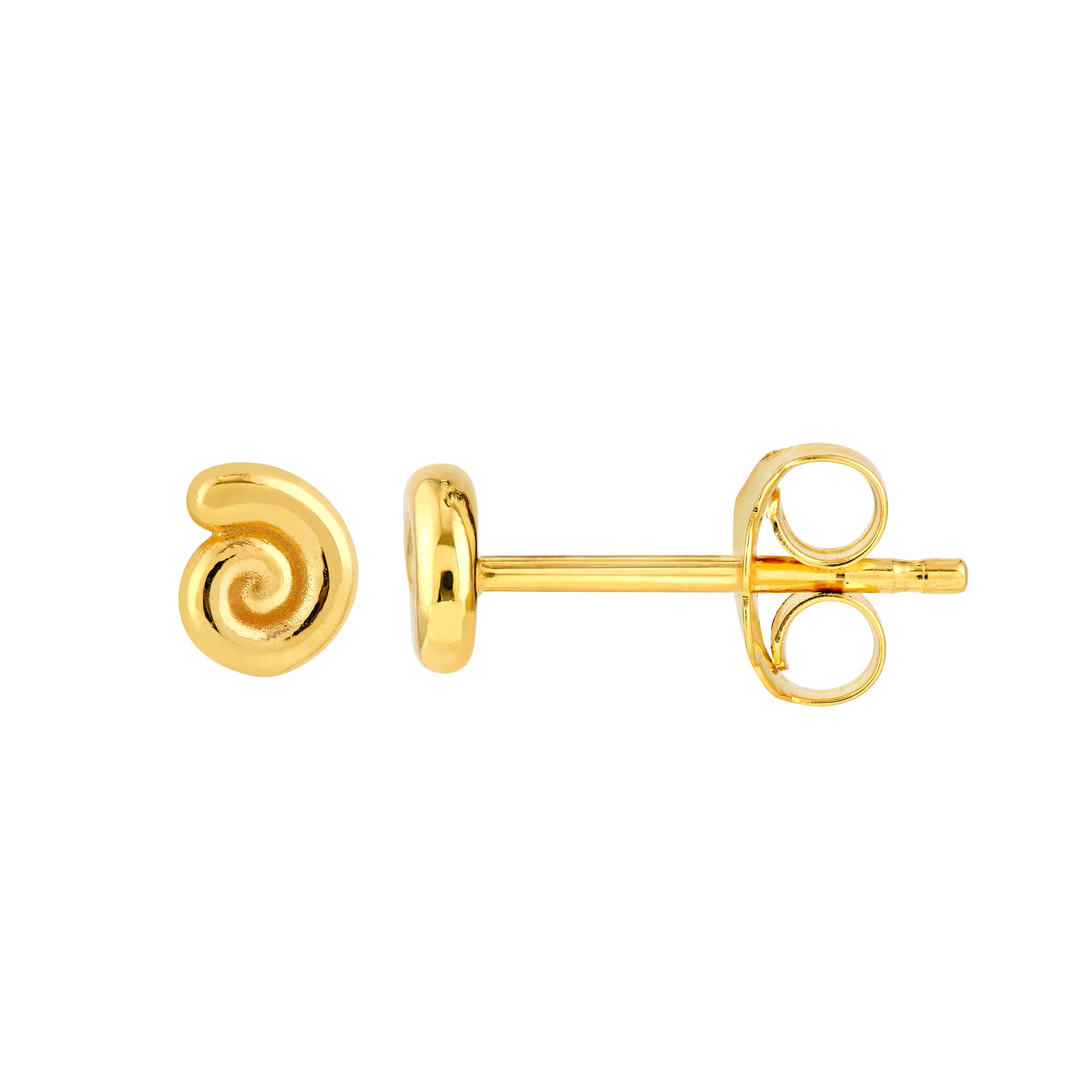 14K Yellow Gold Mini Puffy Snail Stud Earrings
