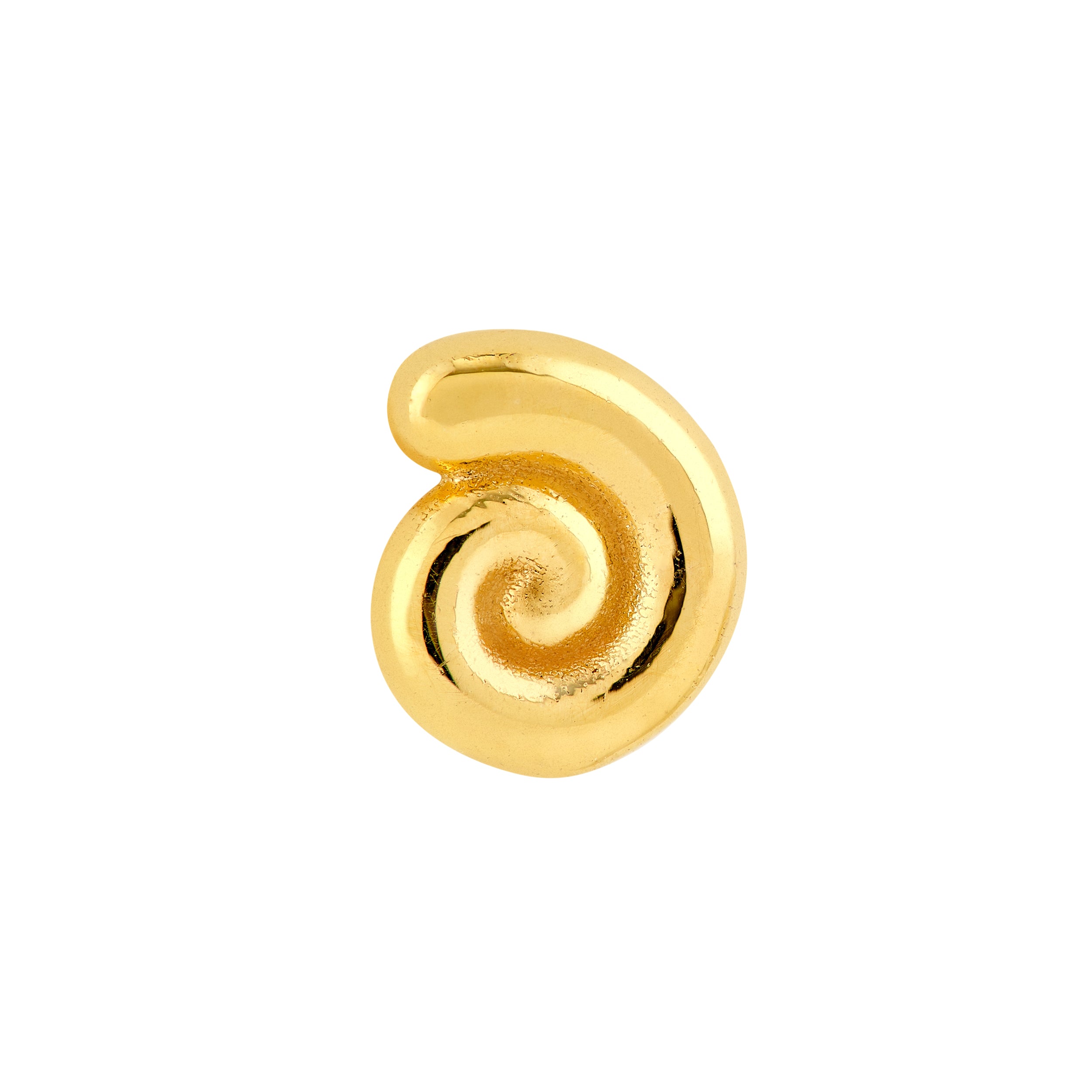 14K Yellow Gold Mini Puffy Snail Stud Earrings