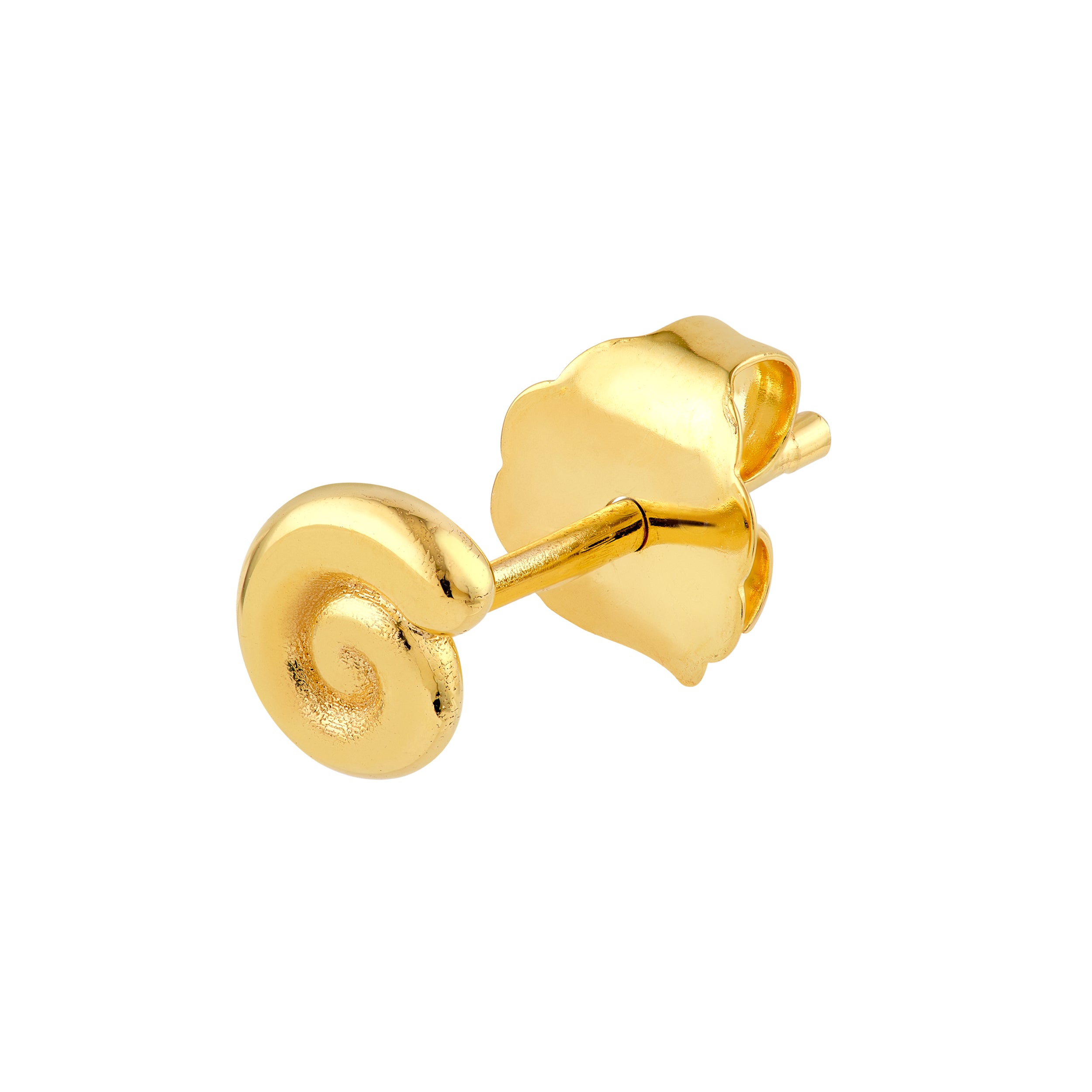 14K Yellow Gold Mini Puffy Snail Stud Earrings