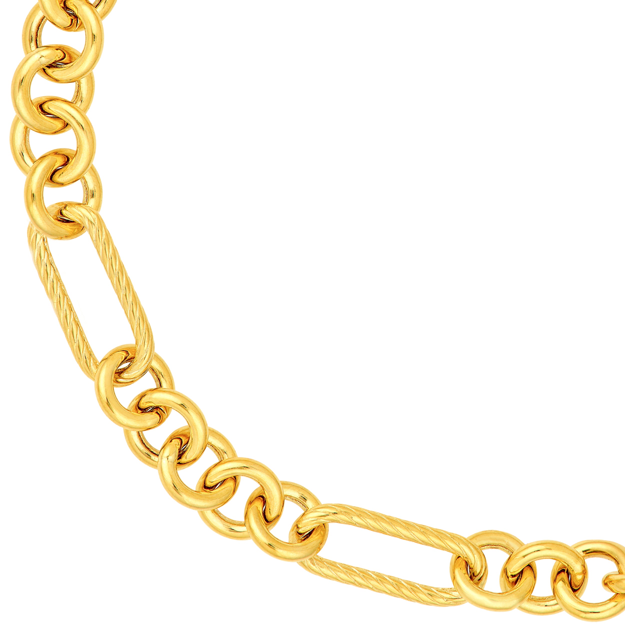 14K Yellow Gold Textured Rolo Oval Link Chain Birmingham Jewelry Bracelet Birmingham Jewelry 