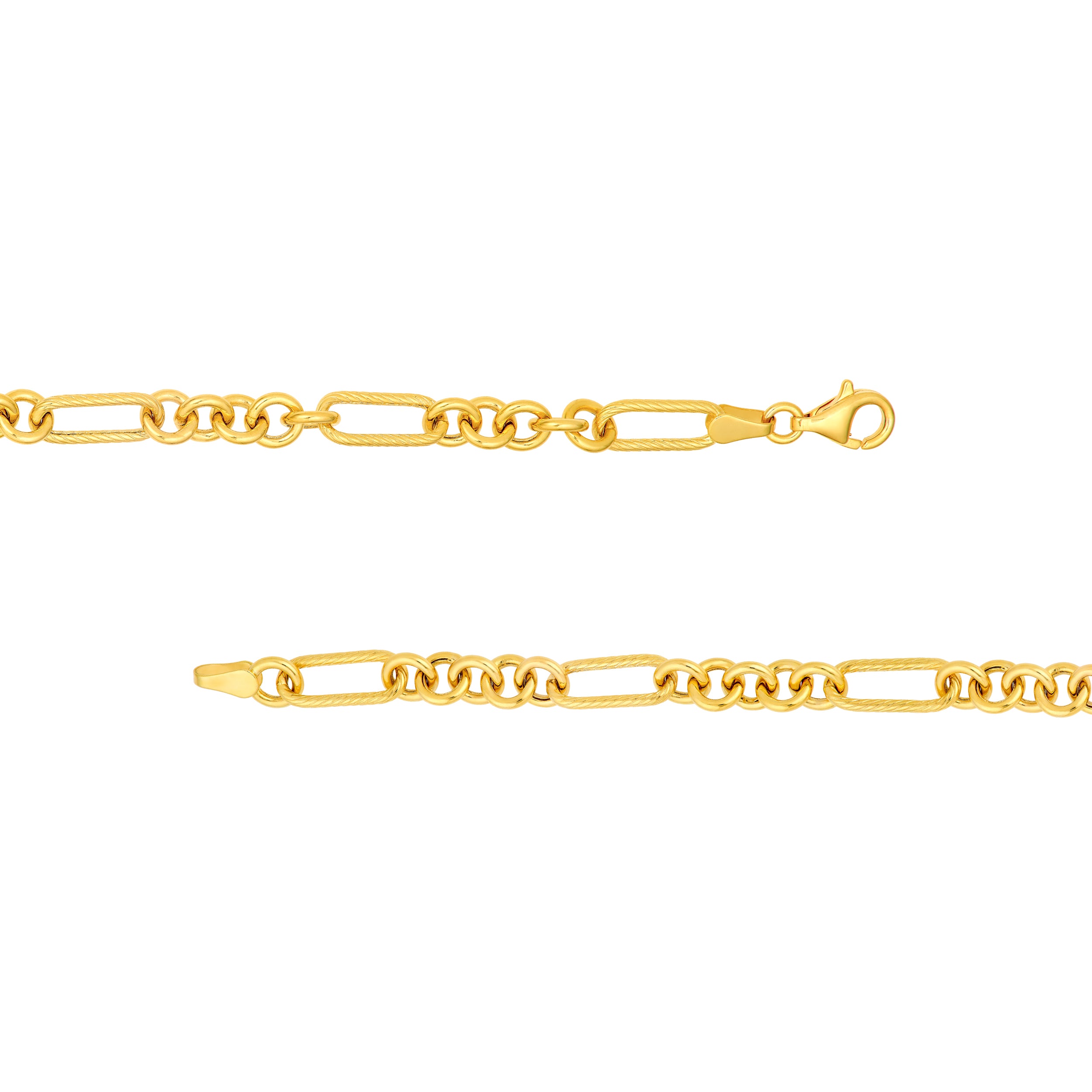 14K Yellow Gold Textured Rolo Oval Link Chain Birmingham Jewelry Bracelet Birmingham Jewelry 