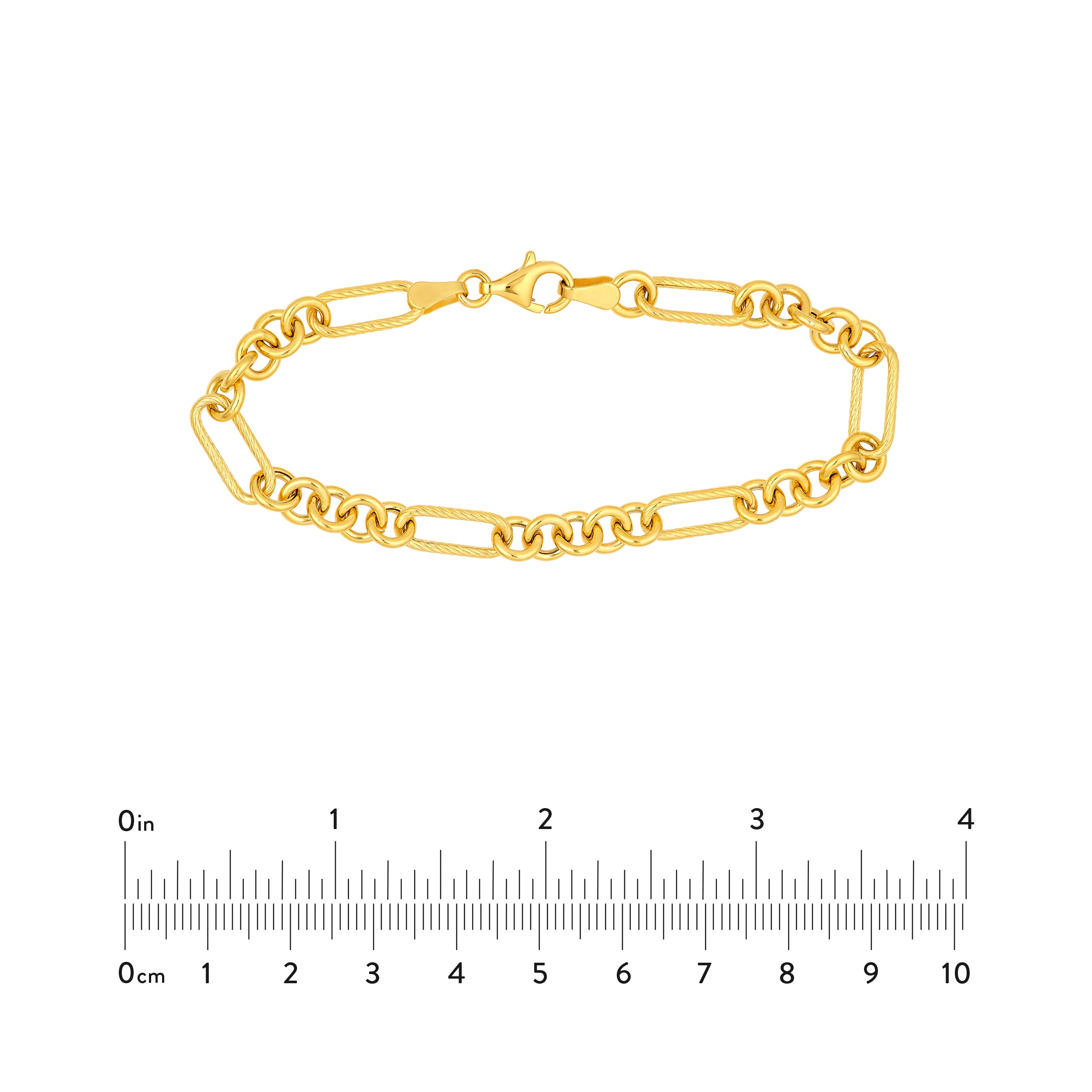 14K Yellow Gold Textured Rolo Oval Link Chain Birmingham Jewelry Bracelet Birmingham Jewelry 