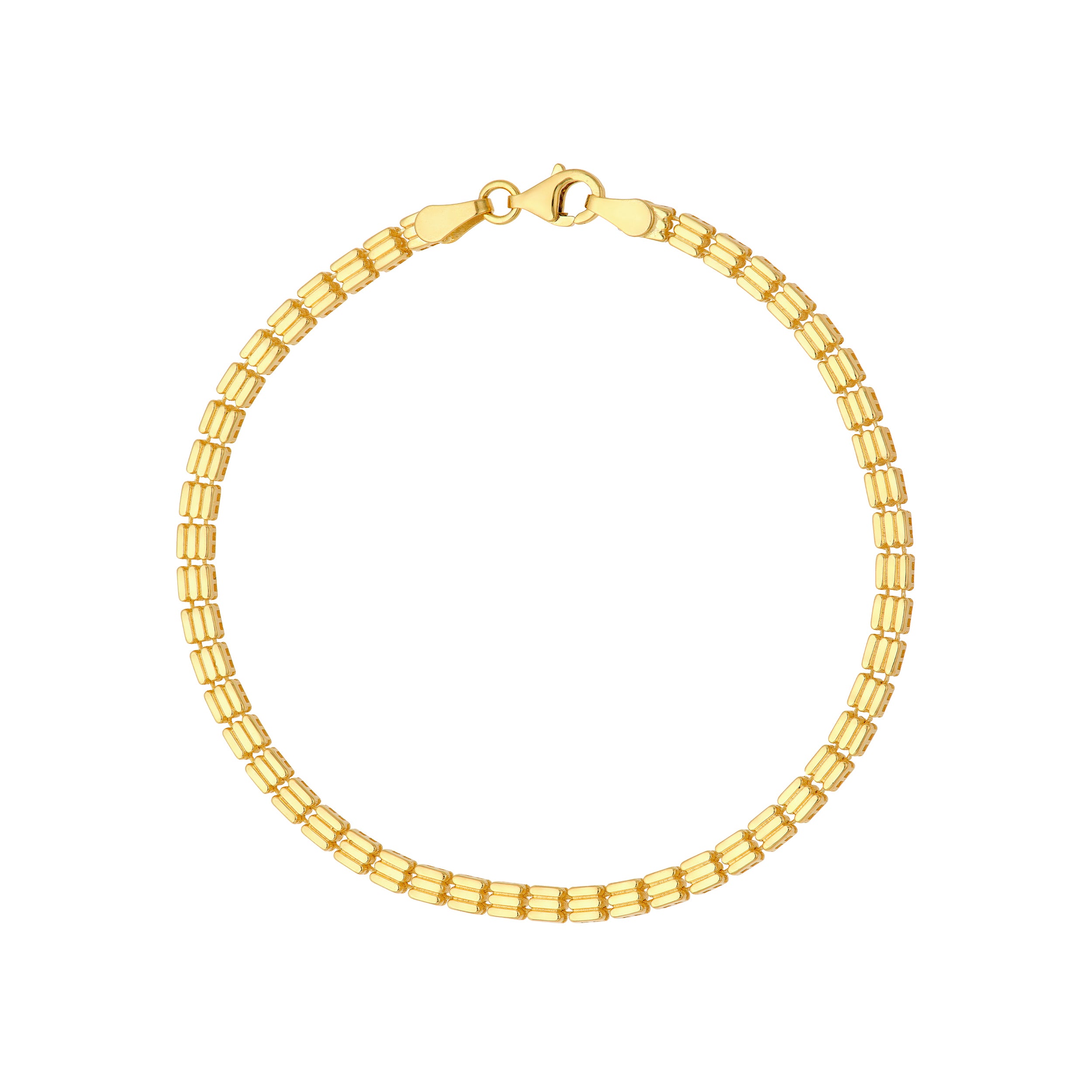 14K Yellow Gold Triple Stripe Gold Square Link Bracelet Birmingham Jewelry Bracelet Birmingham Jewelry 