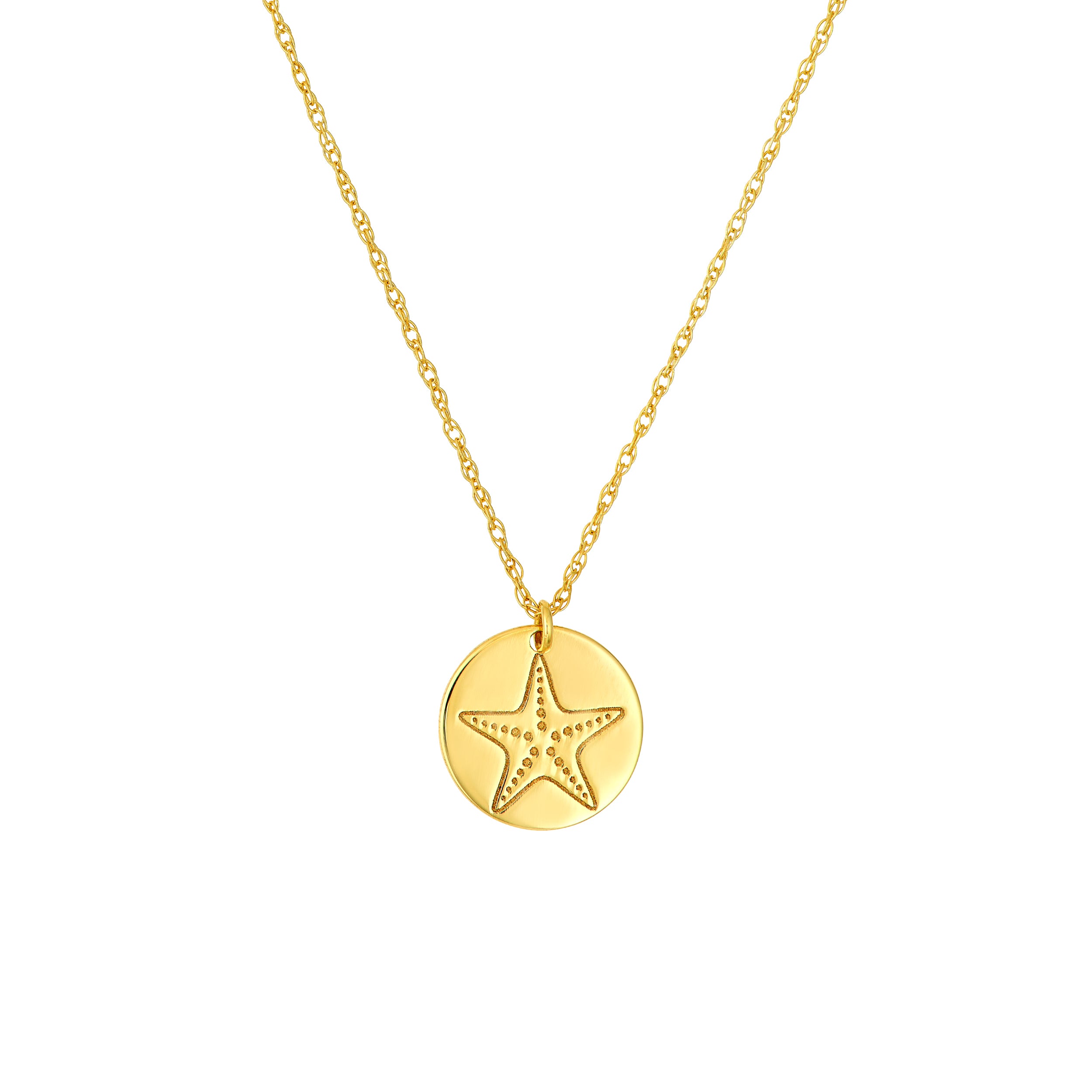 14K Yellow Gold So You Starfish Disc Necklace Birmingham Jewelry Necklace Birmingham Jewelry 