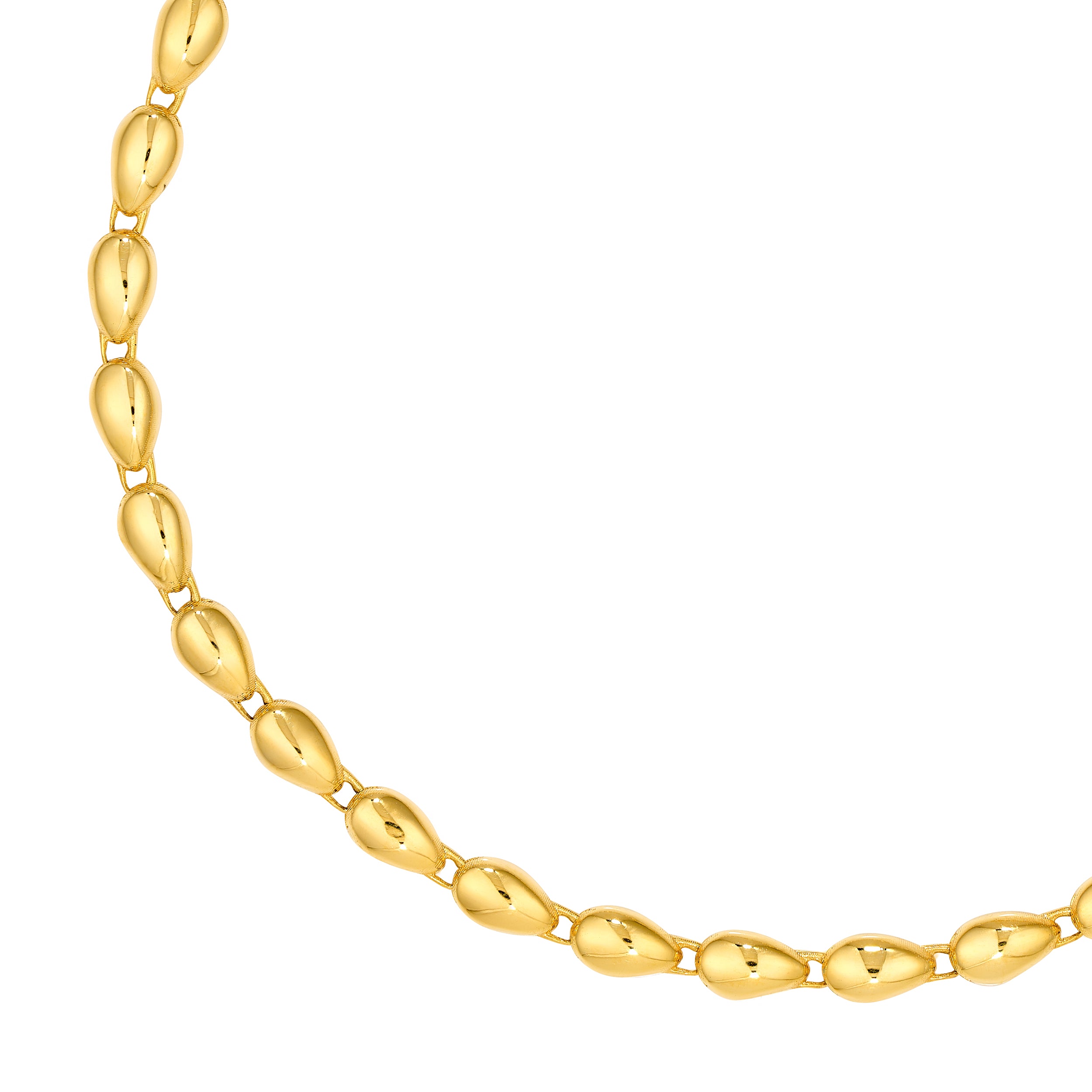 14K Yellow Gold Mini Puffy Teardrop Chain Bracelet
