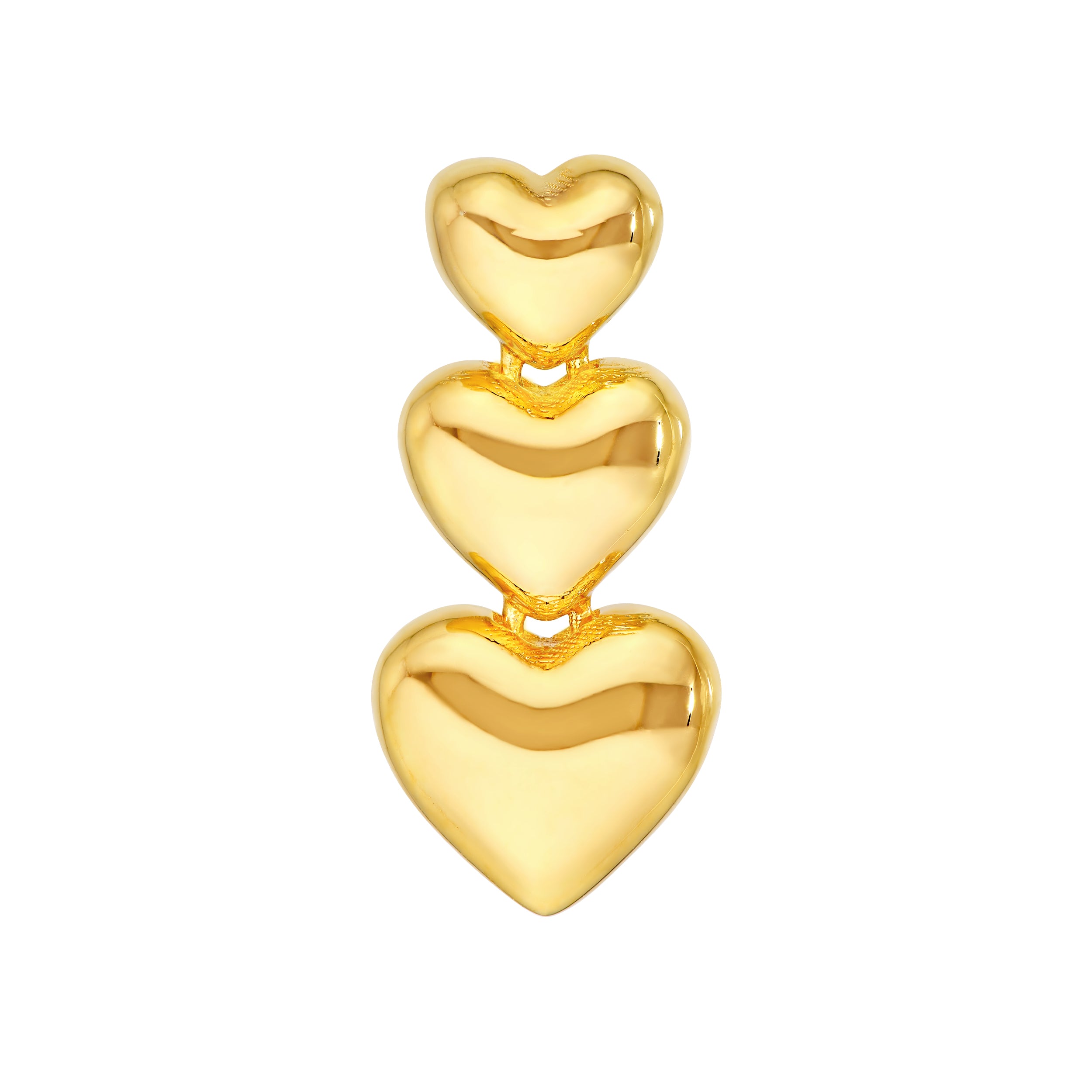 14K Yellow Gold Graduated Puffy Heart Dangle Earrings Birmingham Jewelry Earrings Birmingham Jewelry 