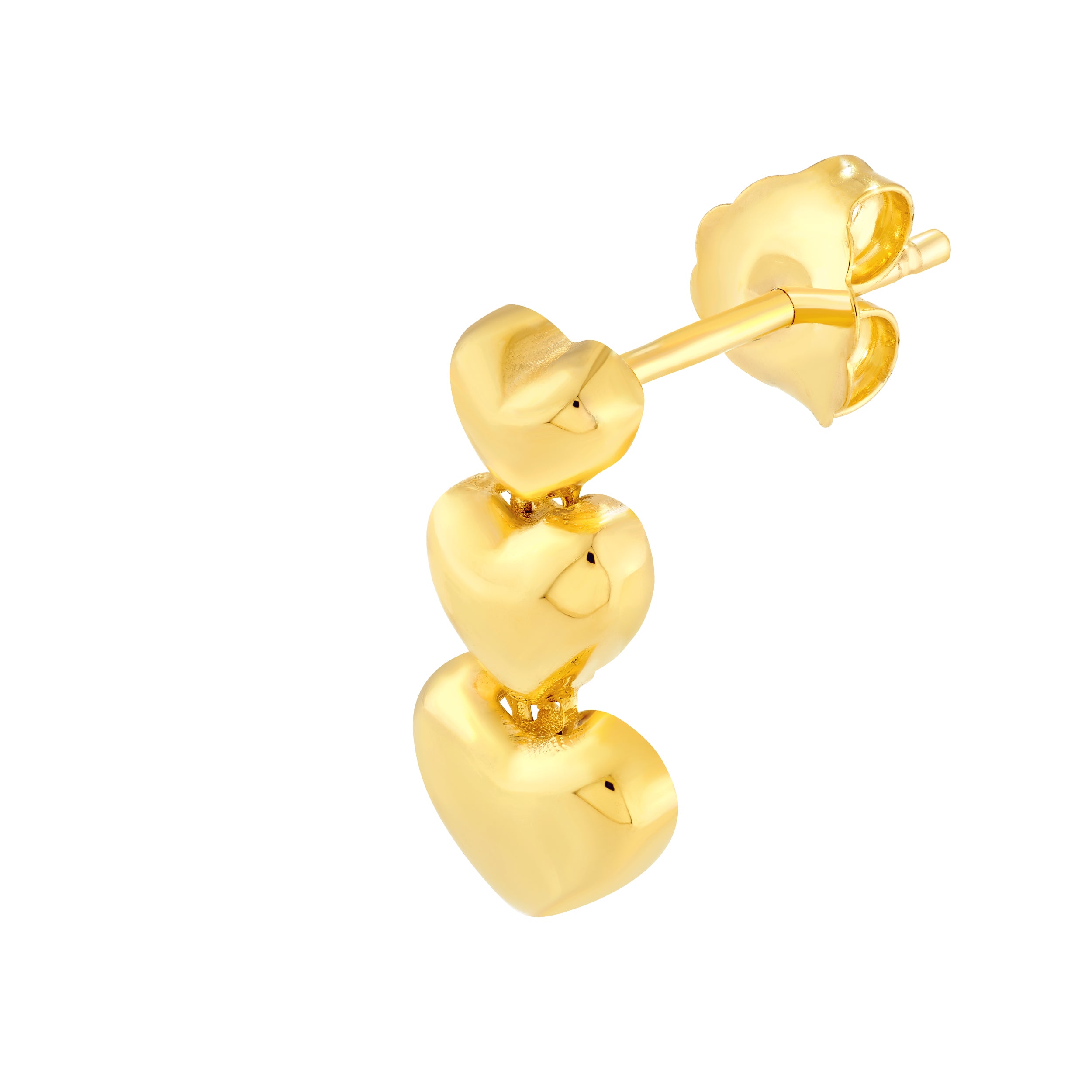 14K Yellow Gold Graduated Puffy Heart Dangle Earrings Birmingham Jewelry Earrings Birmingham Jewelry 