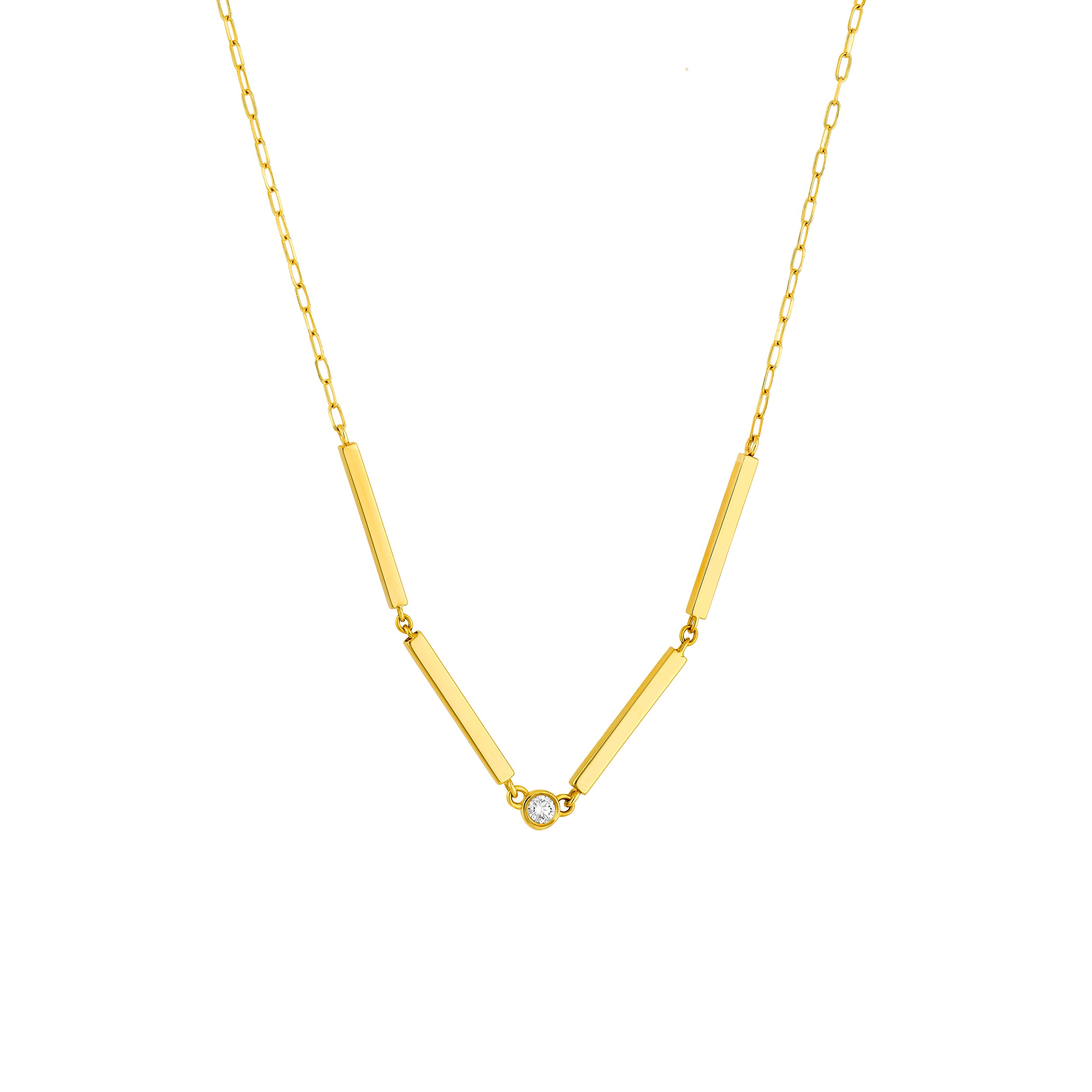 14K Yellow Gold 1/20tcw Diamond Rectangle Bar Necklace Birmingham Jewelry Necklace Birmingham Jewelry 