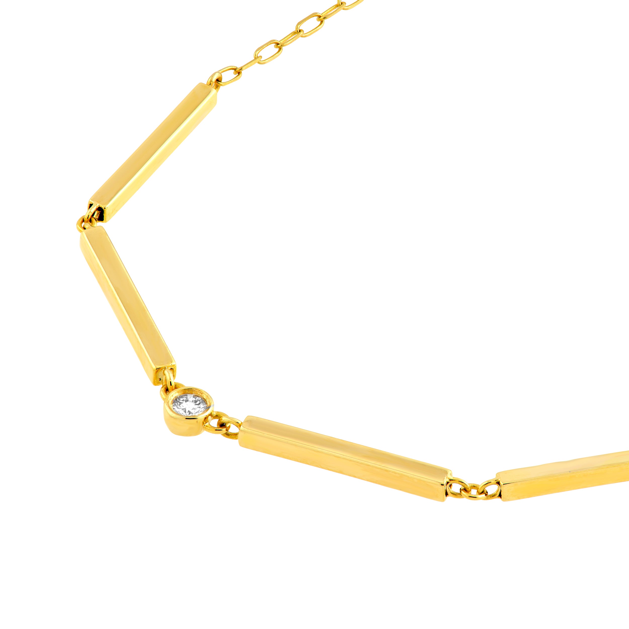14K Yellow Gold 1/20tcw Diamond Rectangle Bar Necklace Birmingham Jewelry Necklace Birmingham Jewelry 