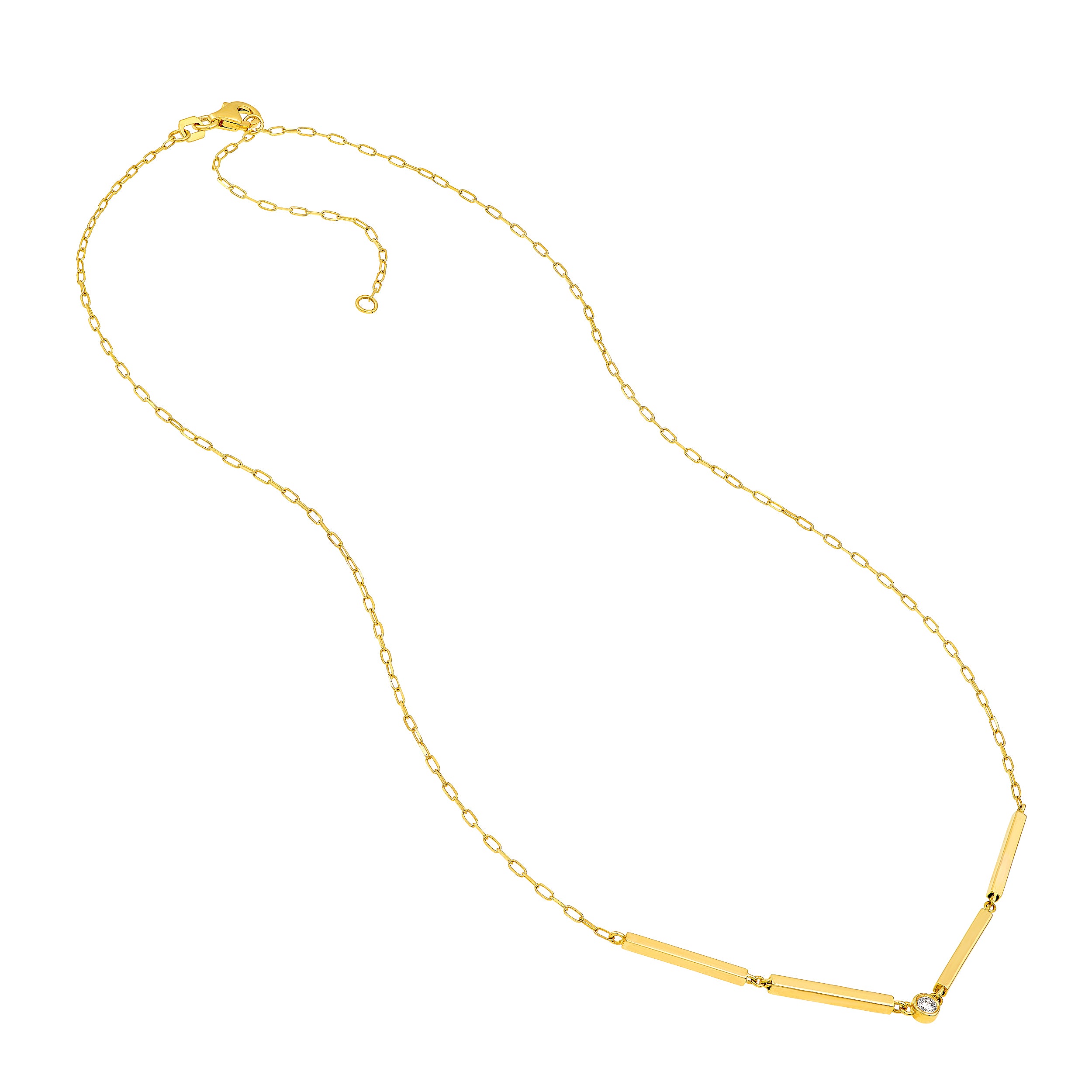 14K Yellow Gold 1/20tcw Diamond Rectangle Bar Necklace Birmingham Jewelry Necklace Birmingham Jewelry 