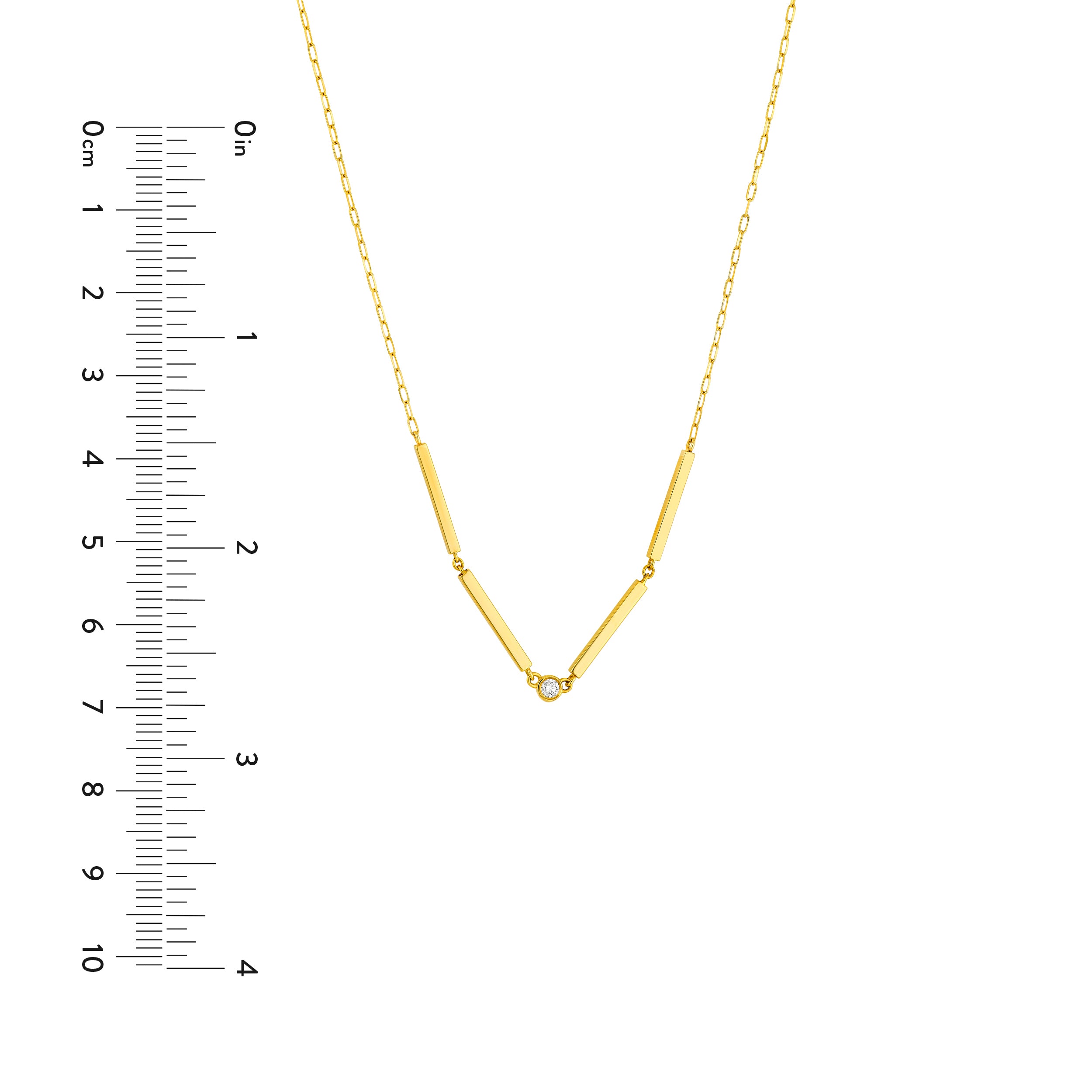 14K Yellow Gold 1/20tcw Diamond Rectangle Bar Necklace Birmingham Jewelry Necklace Birmingham Jewelry 