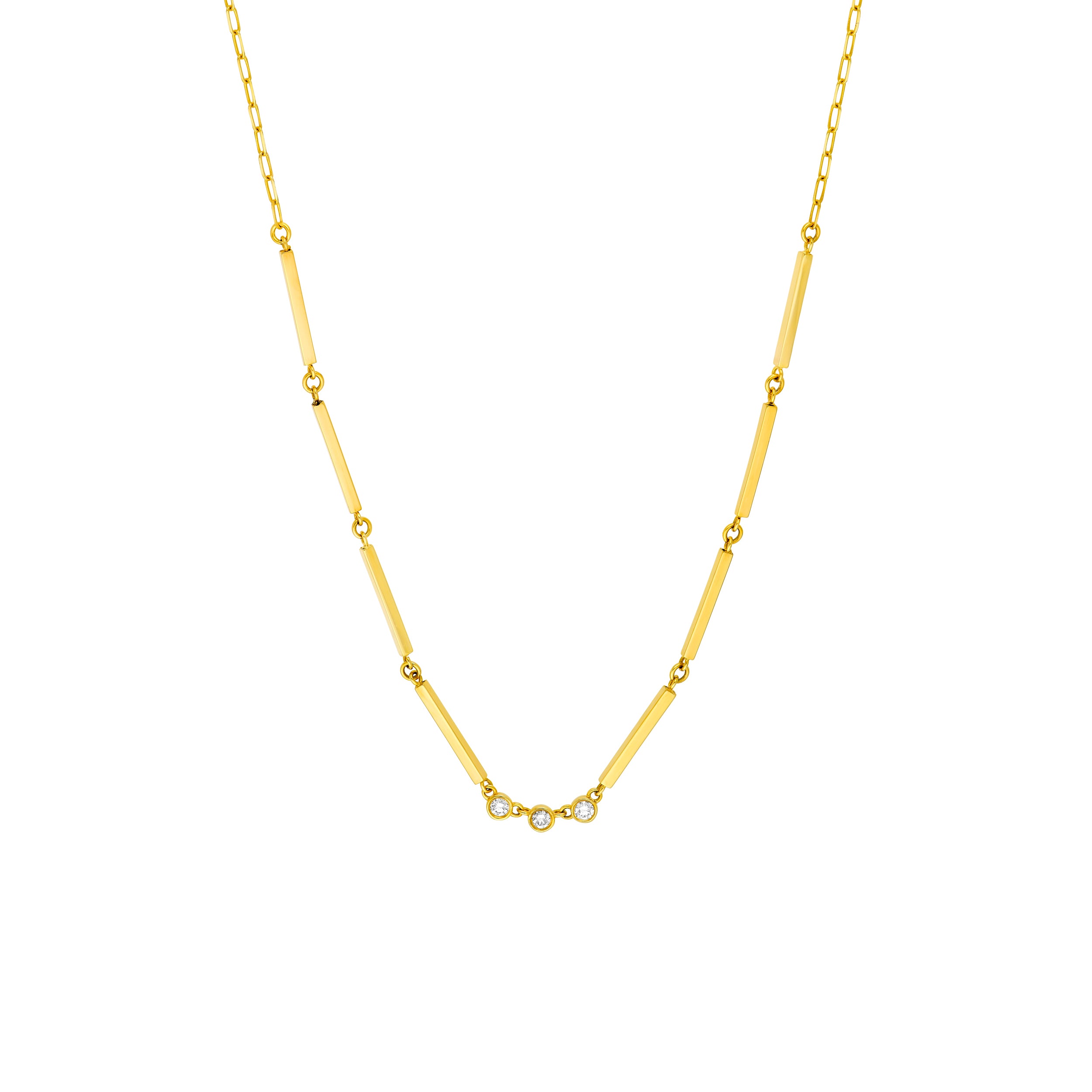 14K Yellow Gold 1/5tcw Diamond Trio Bar Necklace Birmingham Jewelry Necklace Birmingham Jewelry 