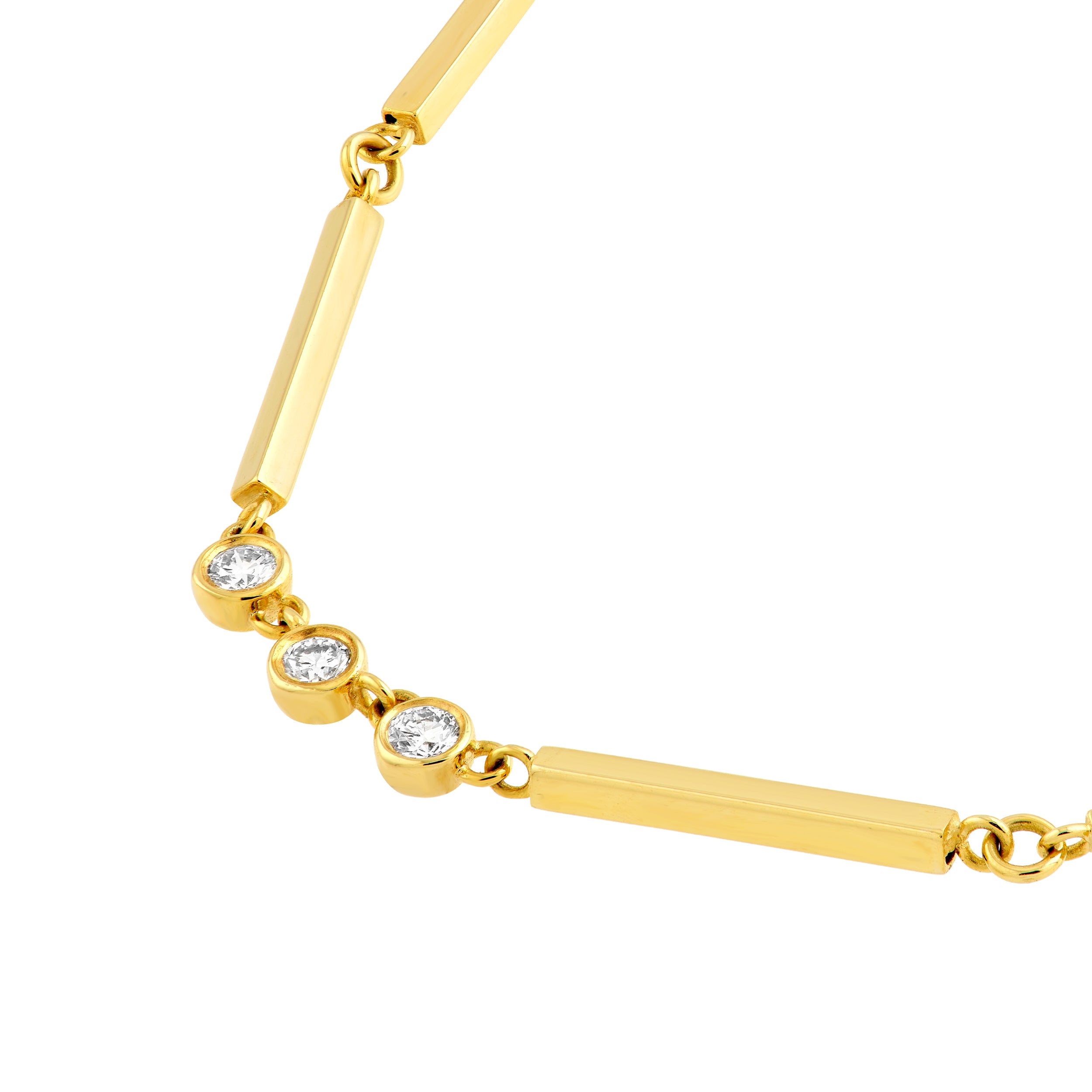 14K Yellow Gold 1/5tcw Diamond Trio Bar Necklace Birmingham Jewelry Necklace Birmingham Jewelry 