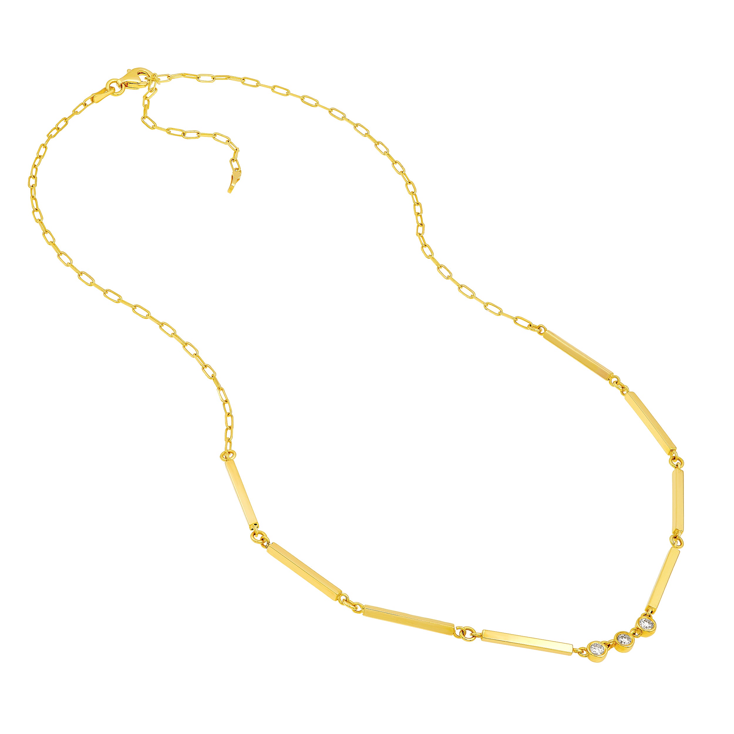 14K Yellow Gold 1/5tcw Diamond Trio Bar Necklace Birmingham Jewelry Necklace Birmingham Jewelry 