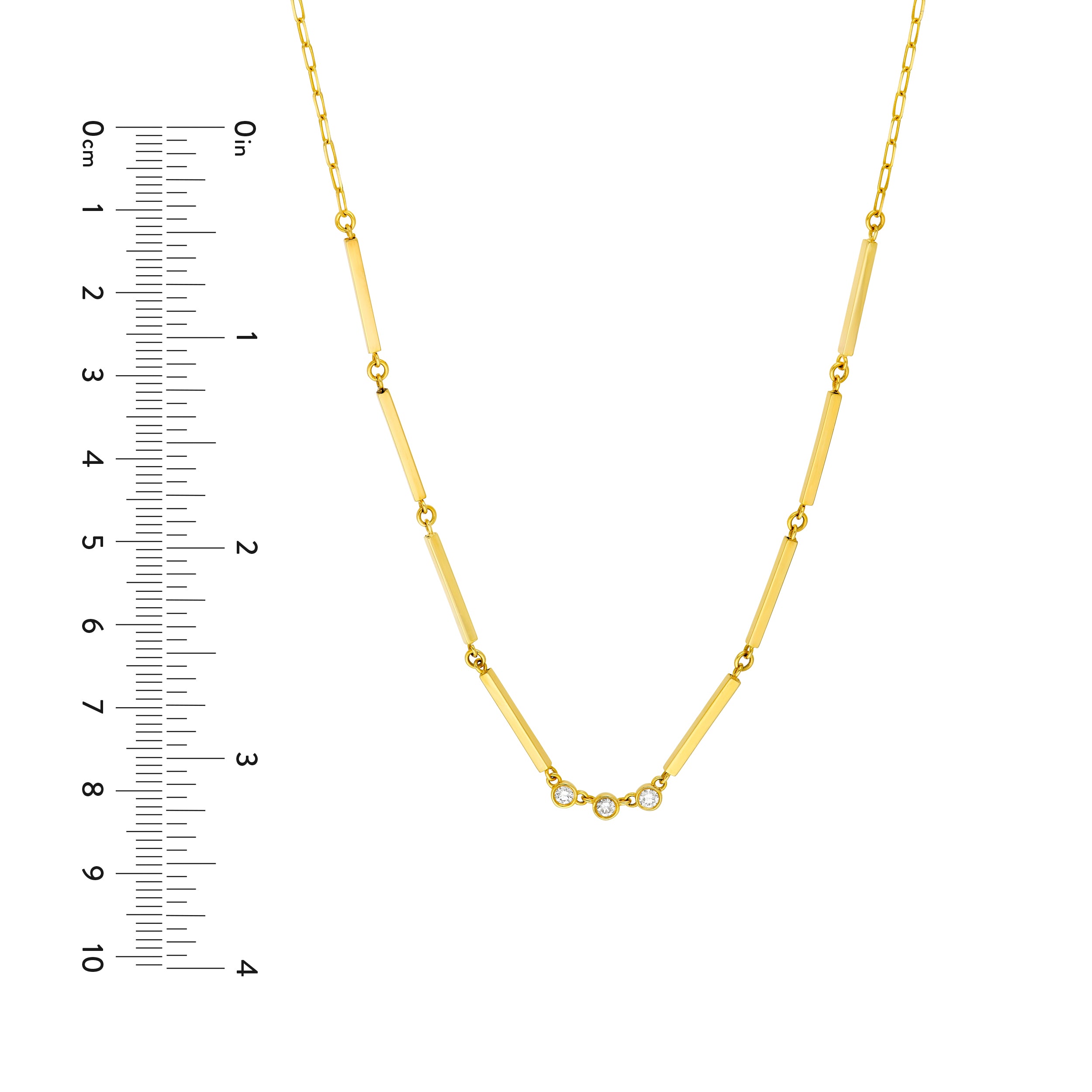 14K Yellow Gold 1/5tcw Diamond Trio Bar Necklace Birmingham Jewelry Necklace Birmingham Jewelry 