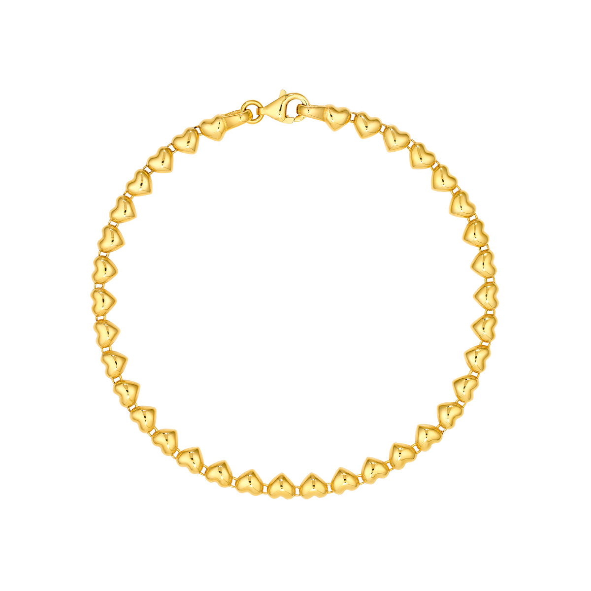 14K Yellow Gold 4.00mm Puffy Heart Chain