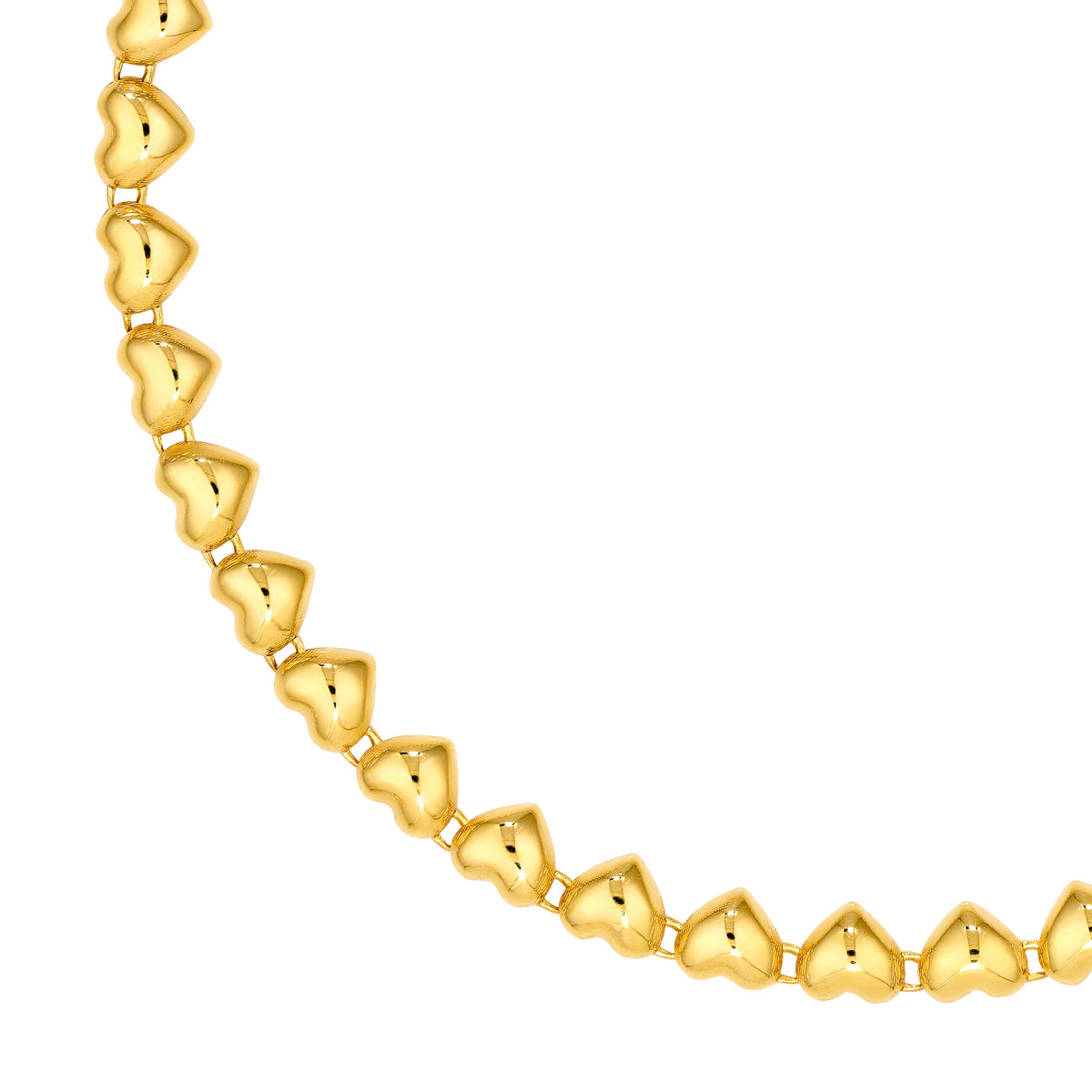 14K Yellow Gold 4.00mm Puffy Heart Chain