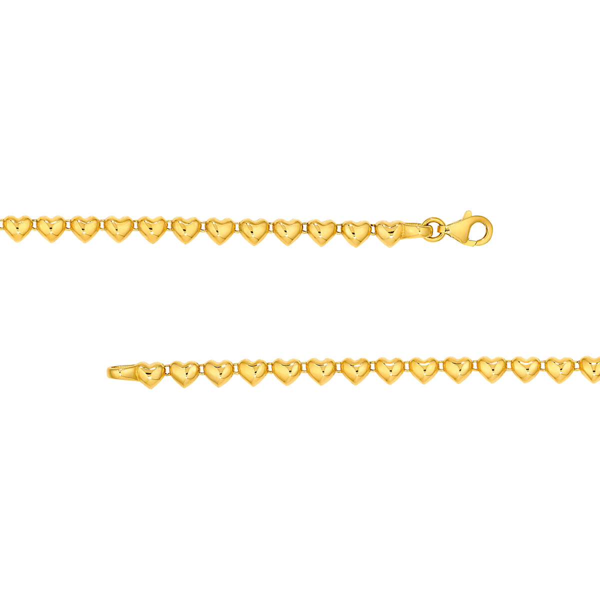 14K Yellow Gold 4.00mm Puffy Heart Chain