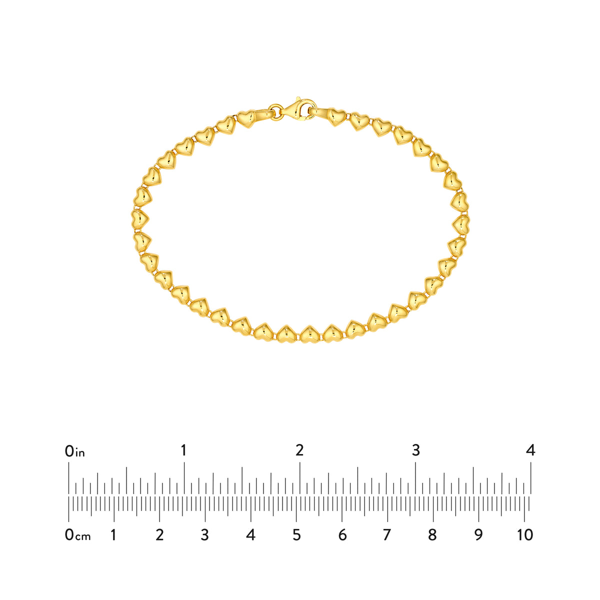 14K Yellow Gold 4.00mm Puffy Heart Chain