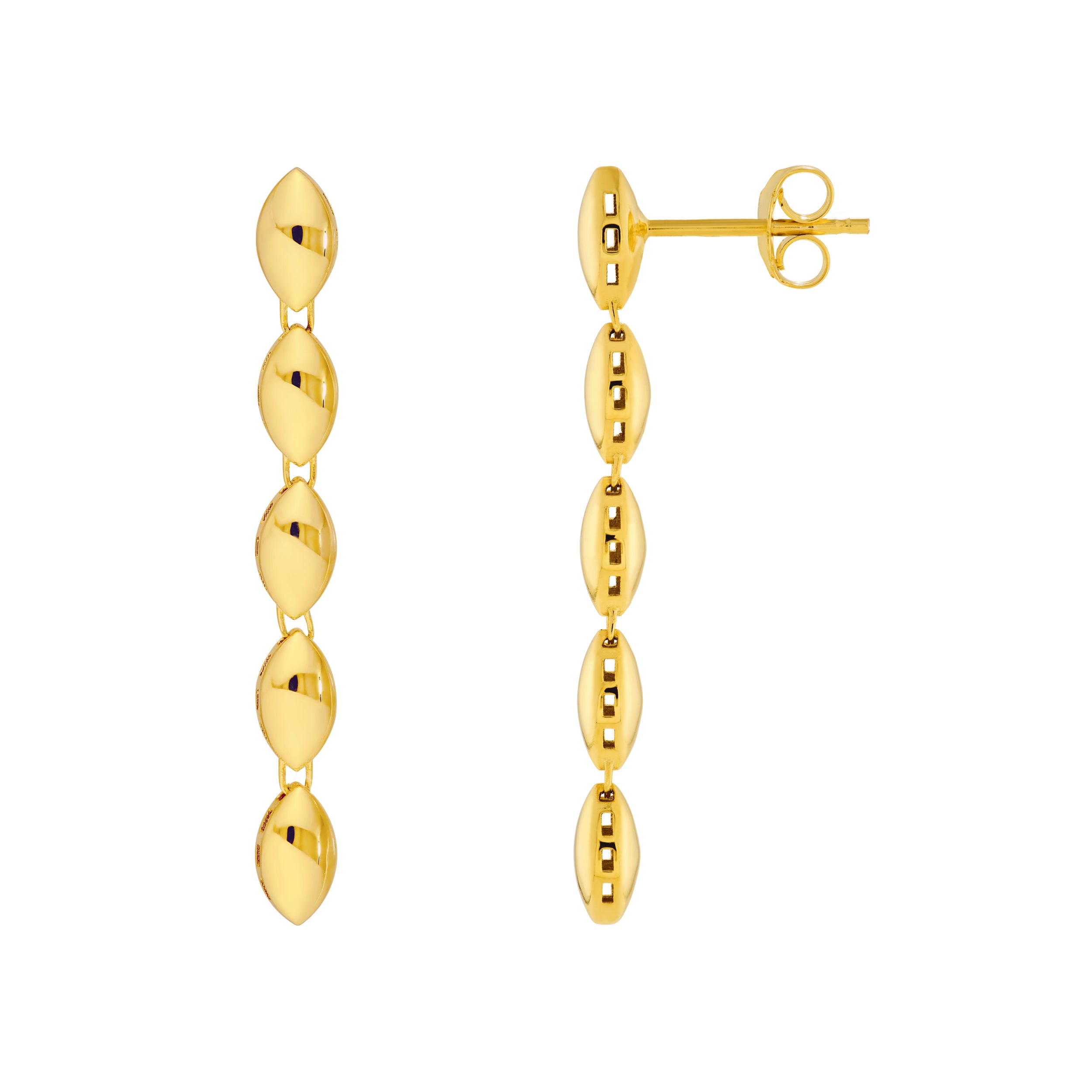 14K Yellow Gold Puffy Marquise Dangle Earrings Birmingham Jewelry Earrings Birmingham Jewelry 