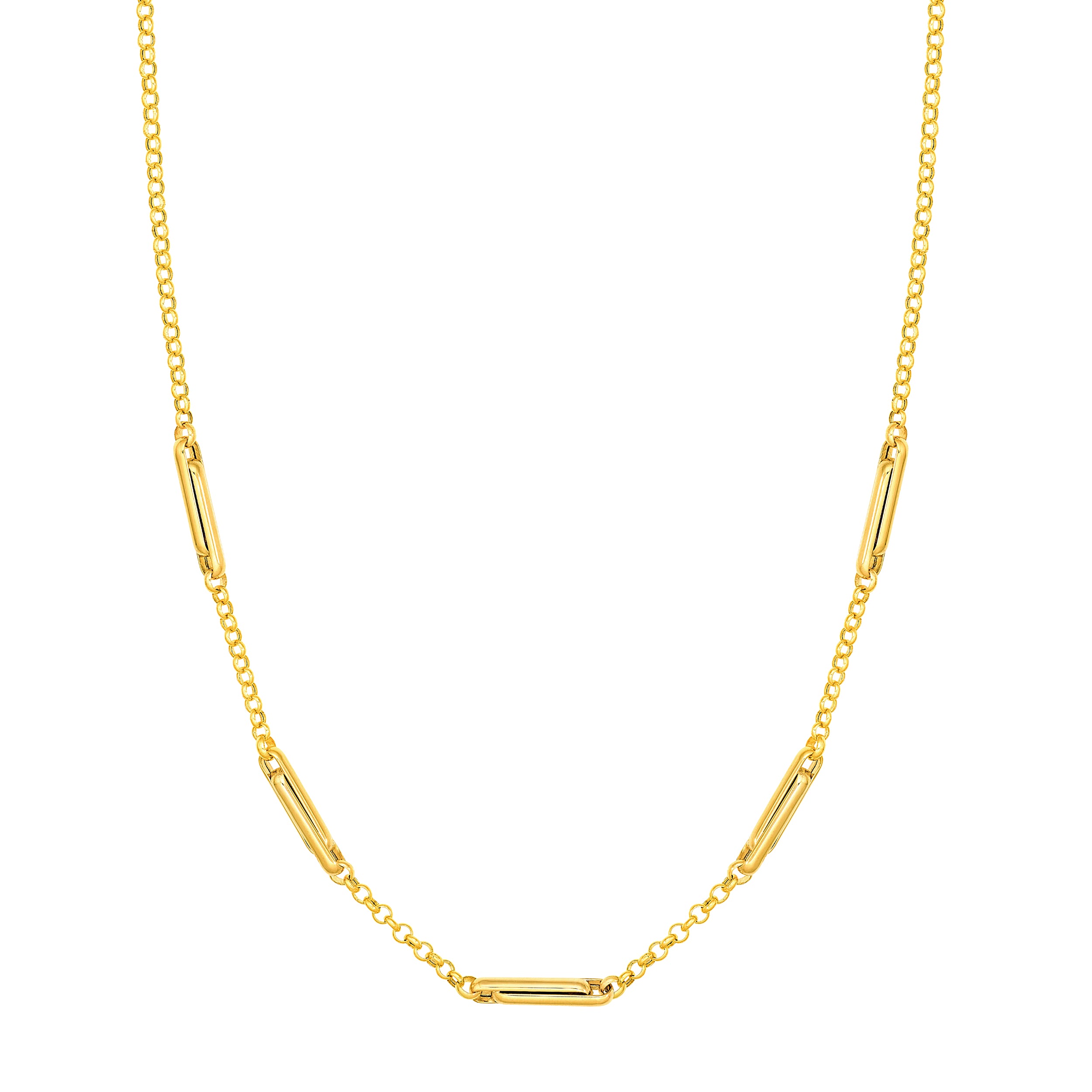 14K Yellow Gold Interlocking Paper Clip Station Necklace Birmingham Jewelry Necklace Birmingham Jewelry 