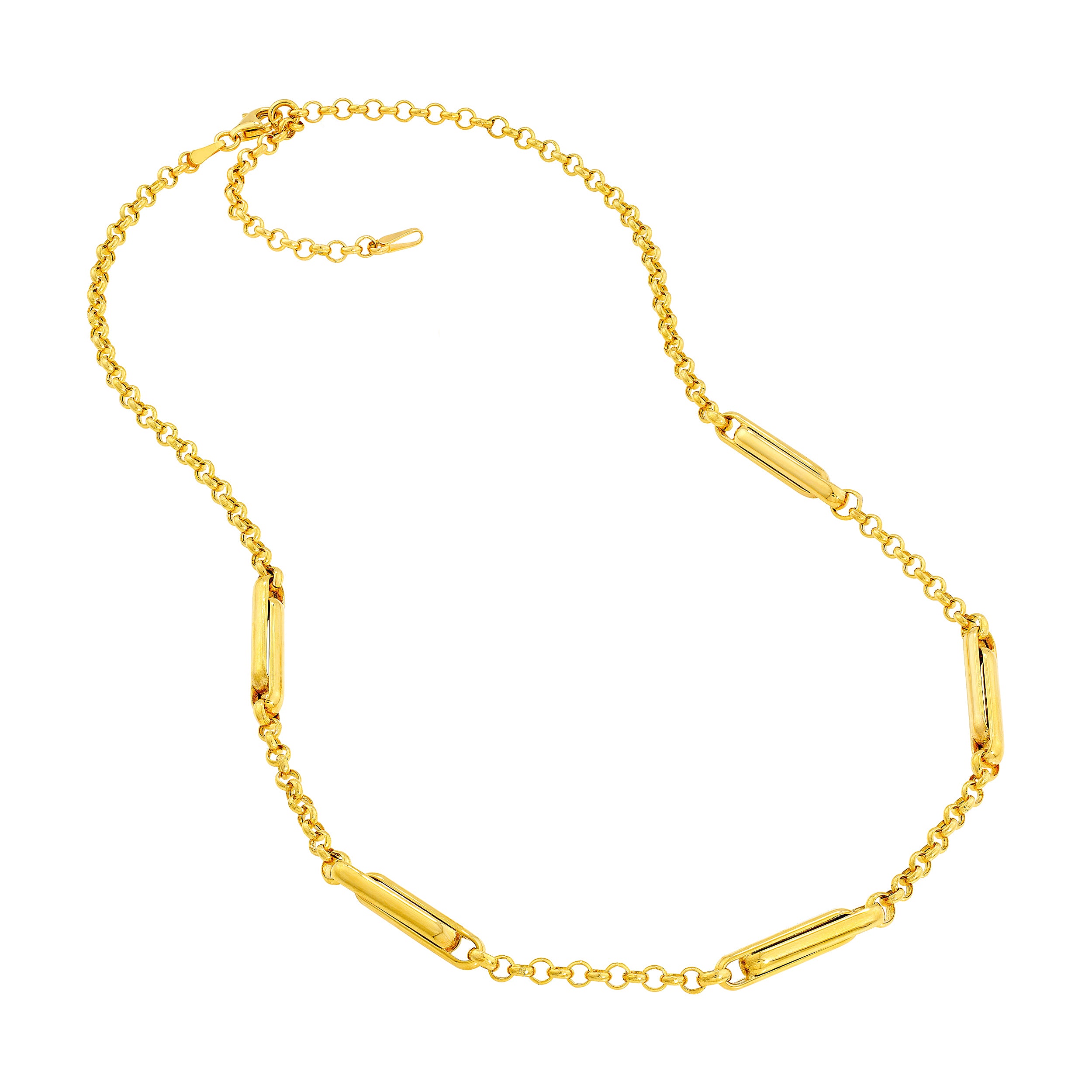14K Yellow Gold Interlocking Paper Clip Station Necklace Birmingham Jewelry Necklace Birmingham Jewelry 