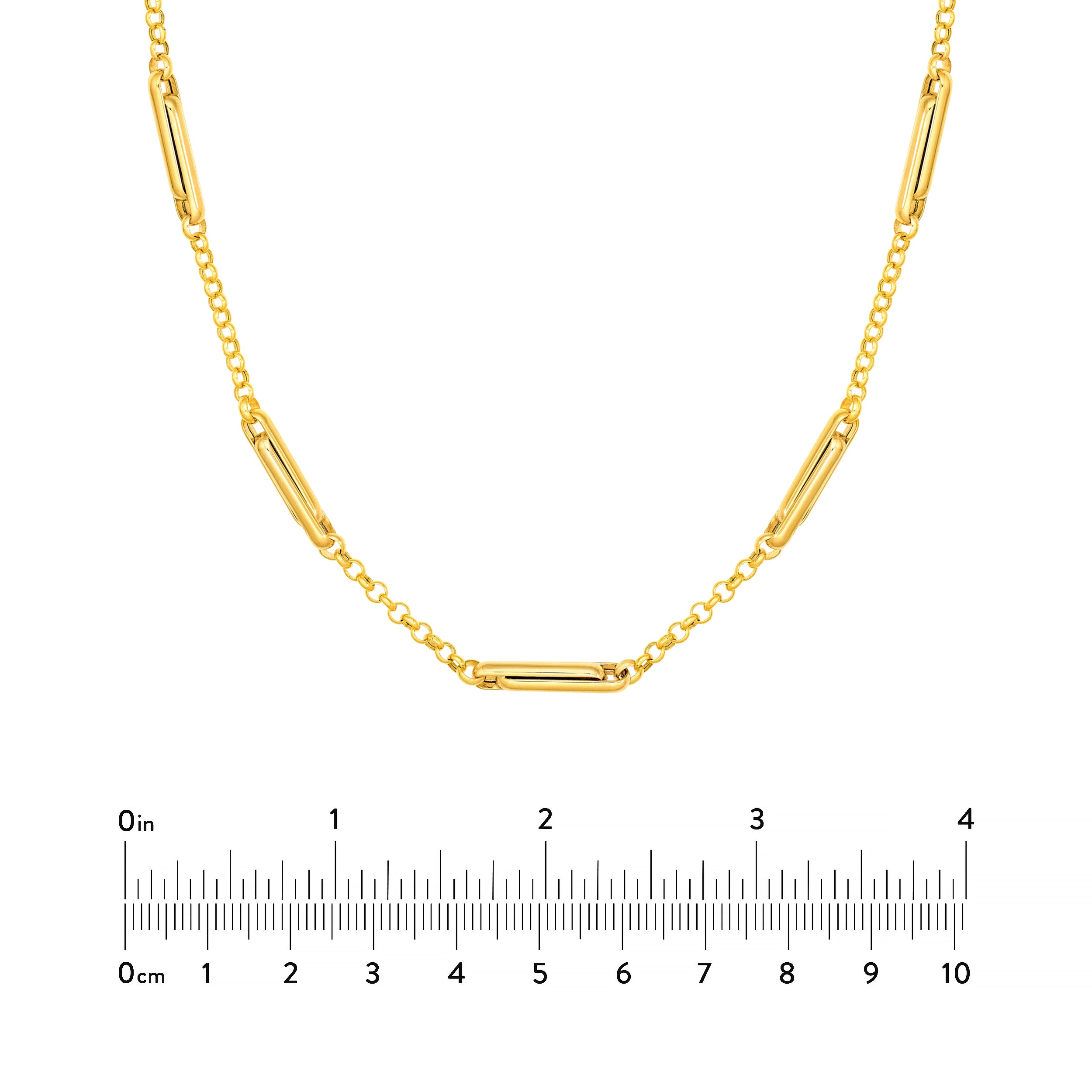 14K Yellow Gold Interlocking Paper Clip Station Necklace Birmingham Jewelry Necklace Birmingham Jewelry 