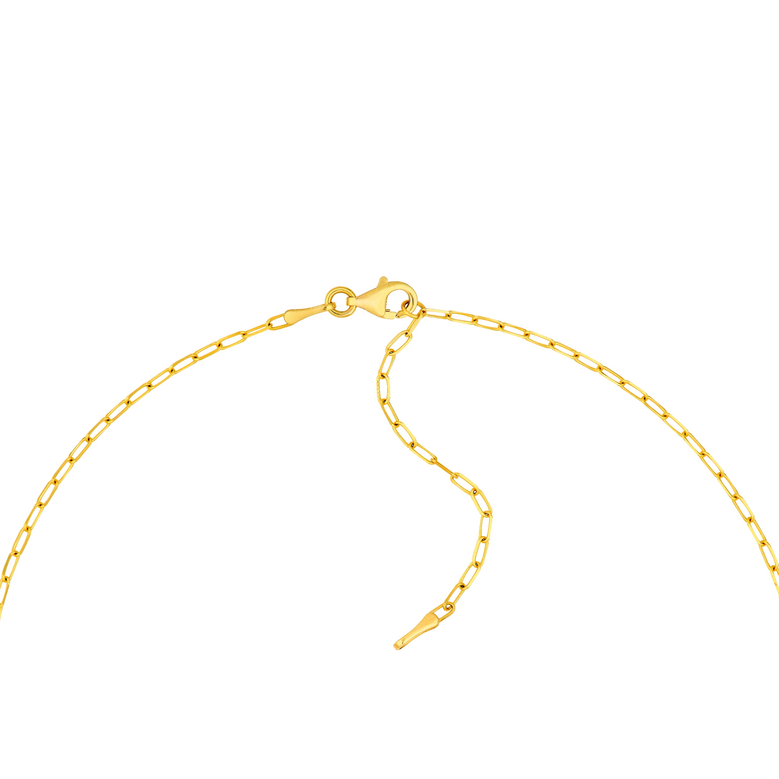 14K Yellow Gold Five Hearts Paper Clip Necklace