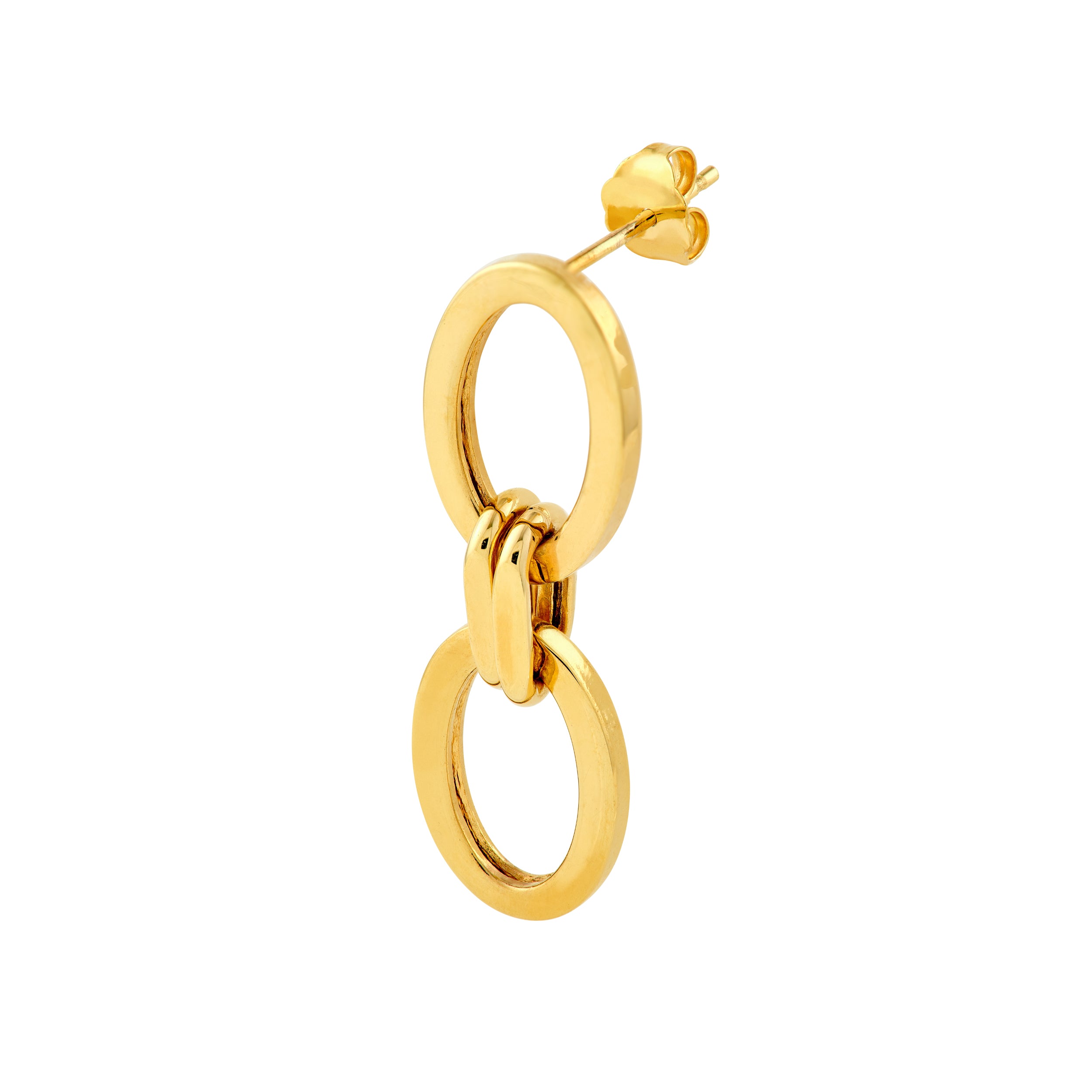 14K Yellow Gold Double Link Dangle Earrings