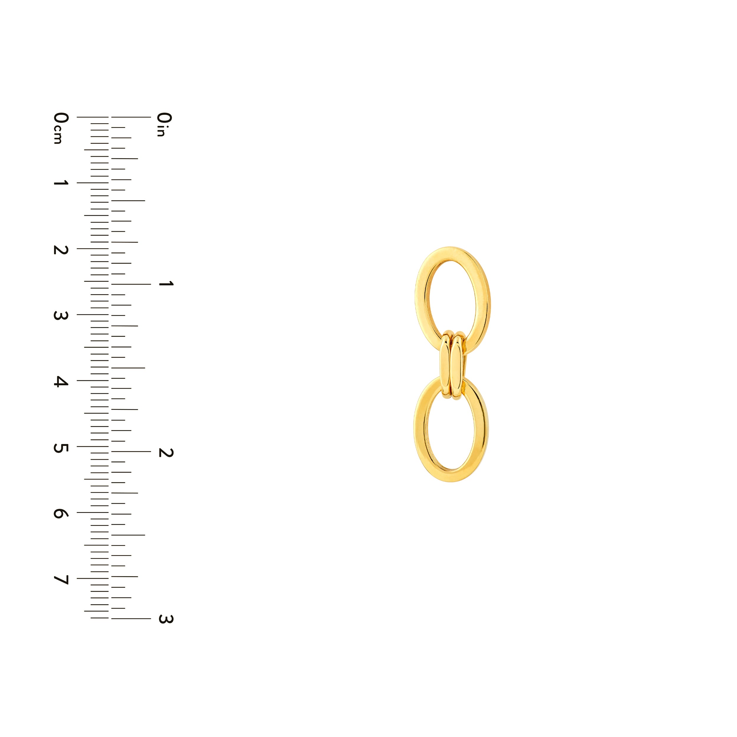 14K Yellow Gold Double Link Dangle Earrings