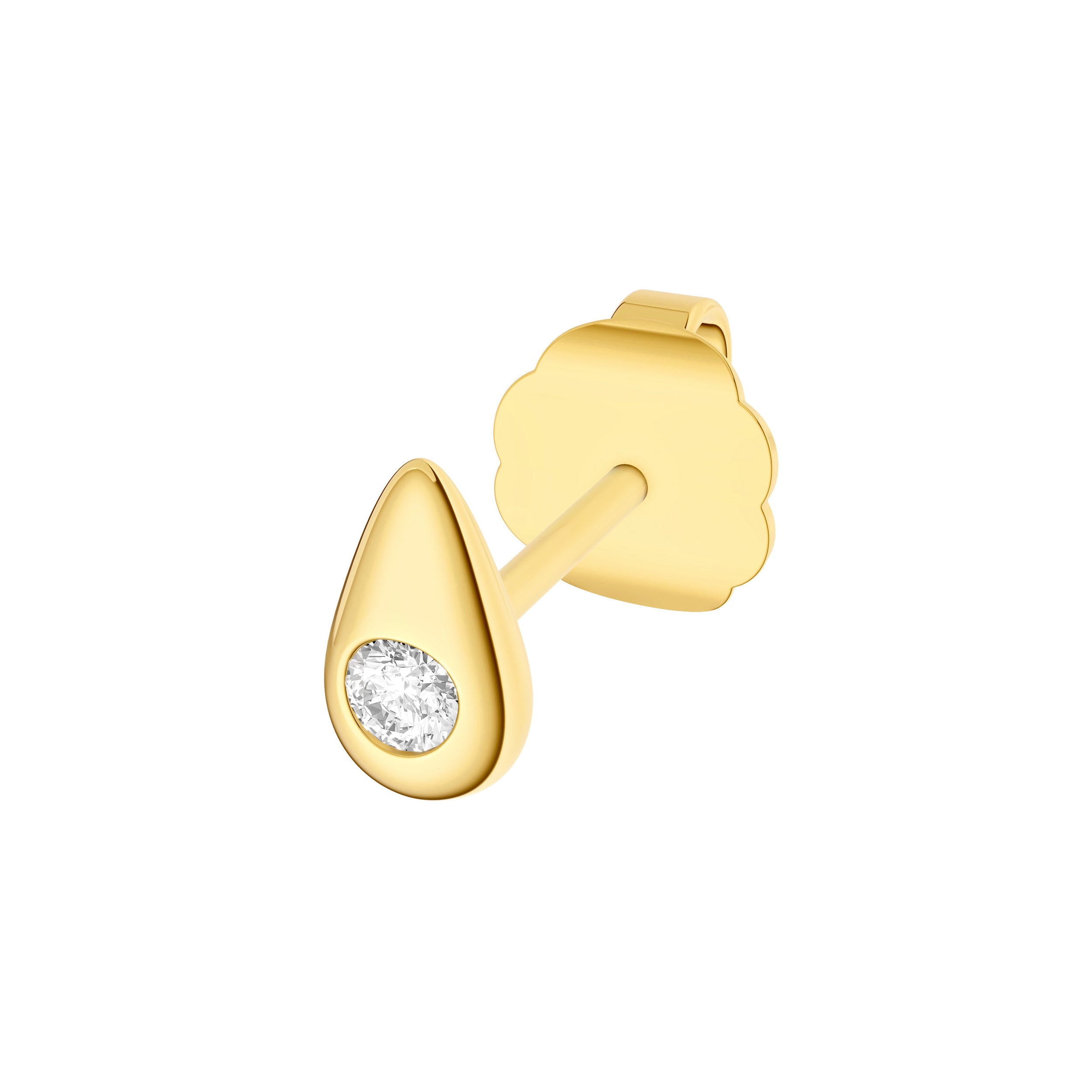 14K Yellow Gold 0.05tcw Dia Teardrop Stud Earrings