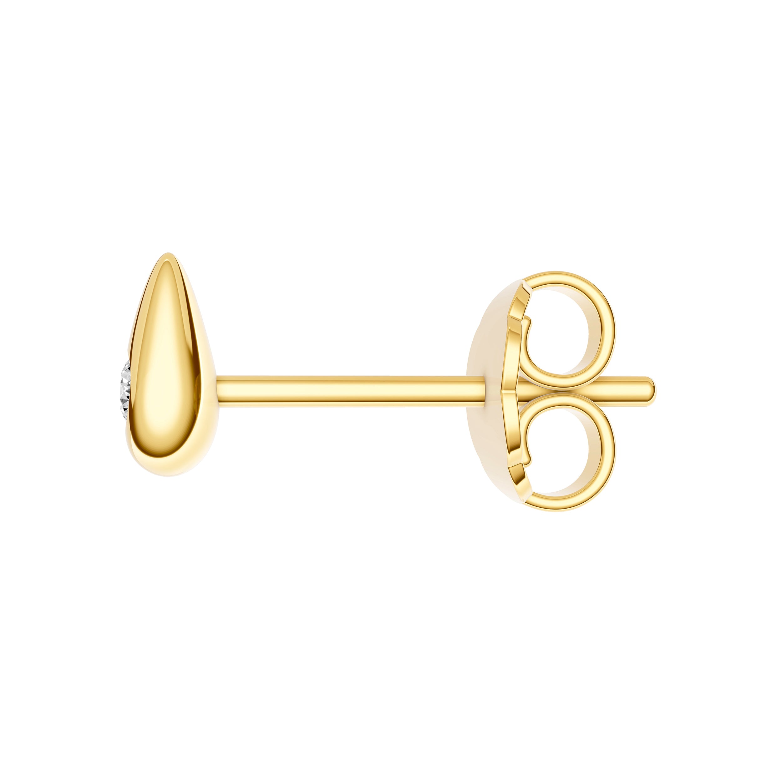 14K Yellow Gold 0.05tcw Dia Teardrop Stud Earrings