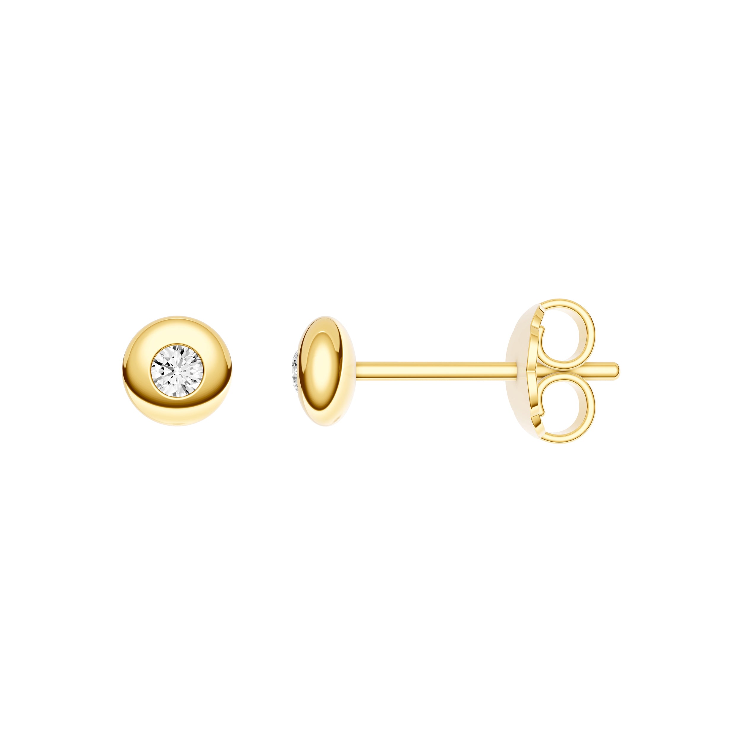 14K Yellow Gold 0.05tcw Diamond Round Stud Earrings