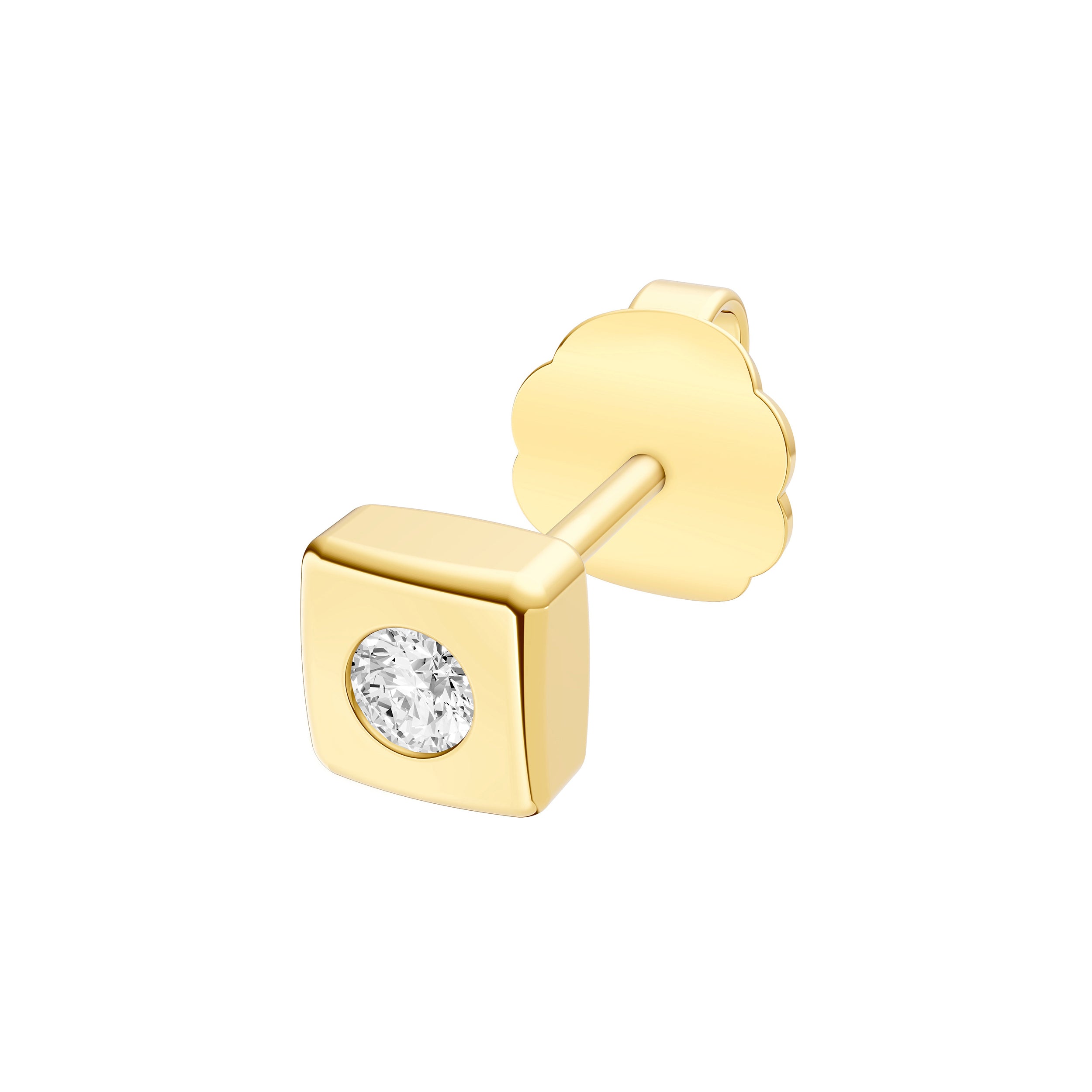 14K Yellow Gold 0.05tcw Diamond Square Stud Earrings