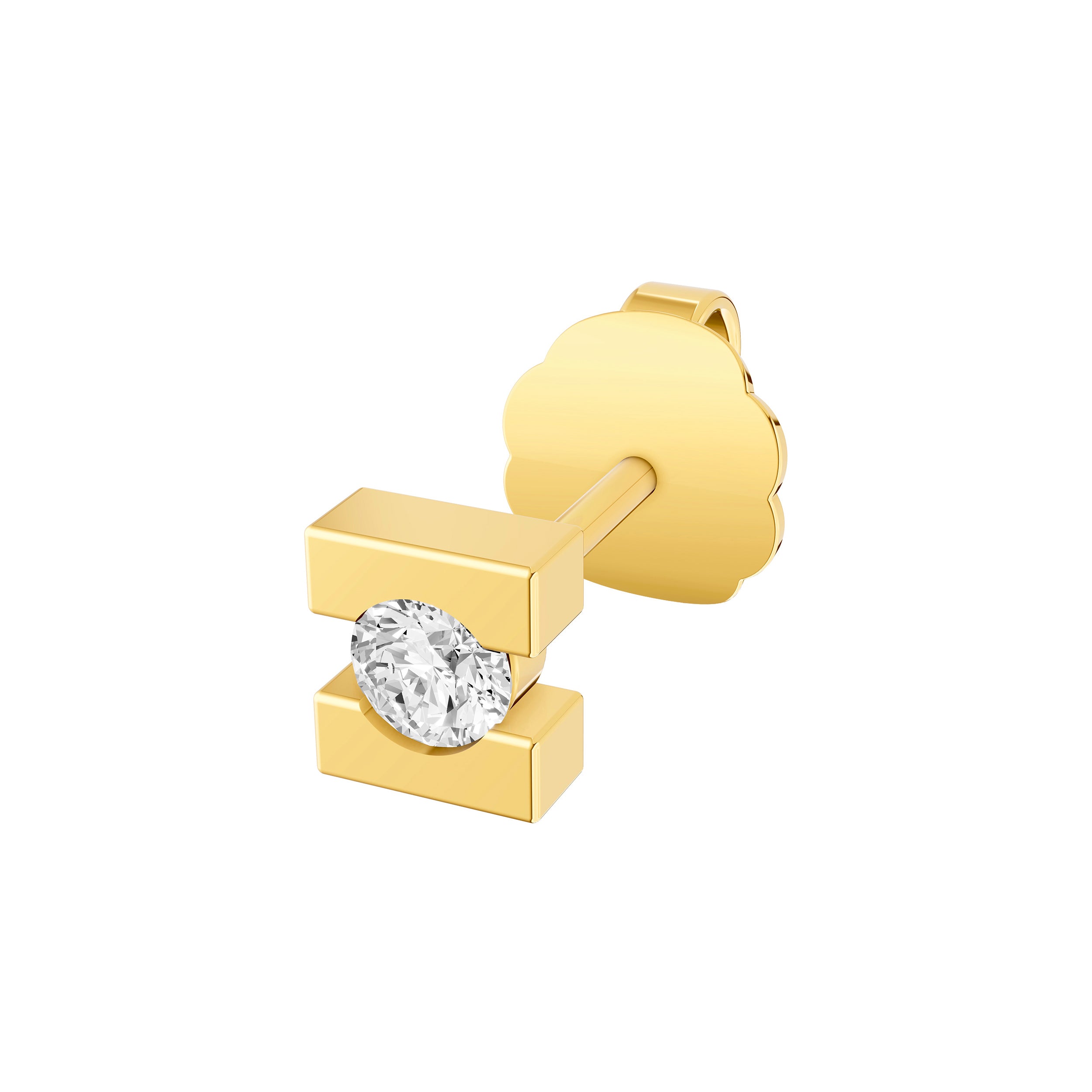 14K Yellow Gold 0.125tcw Diamond Split Square Stud Earrings