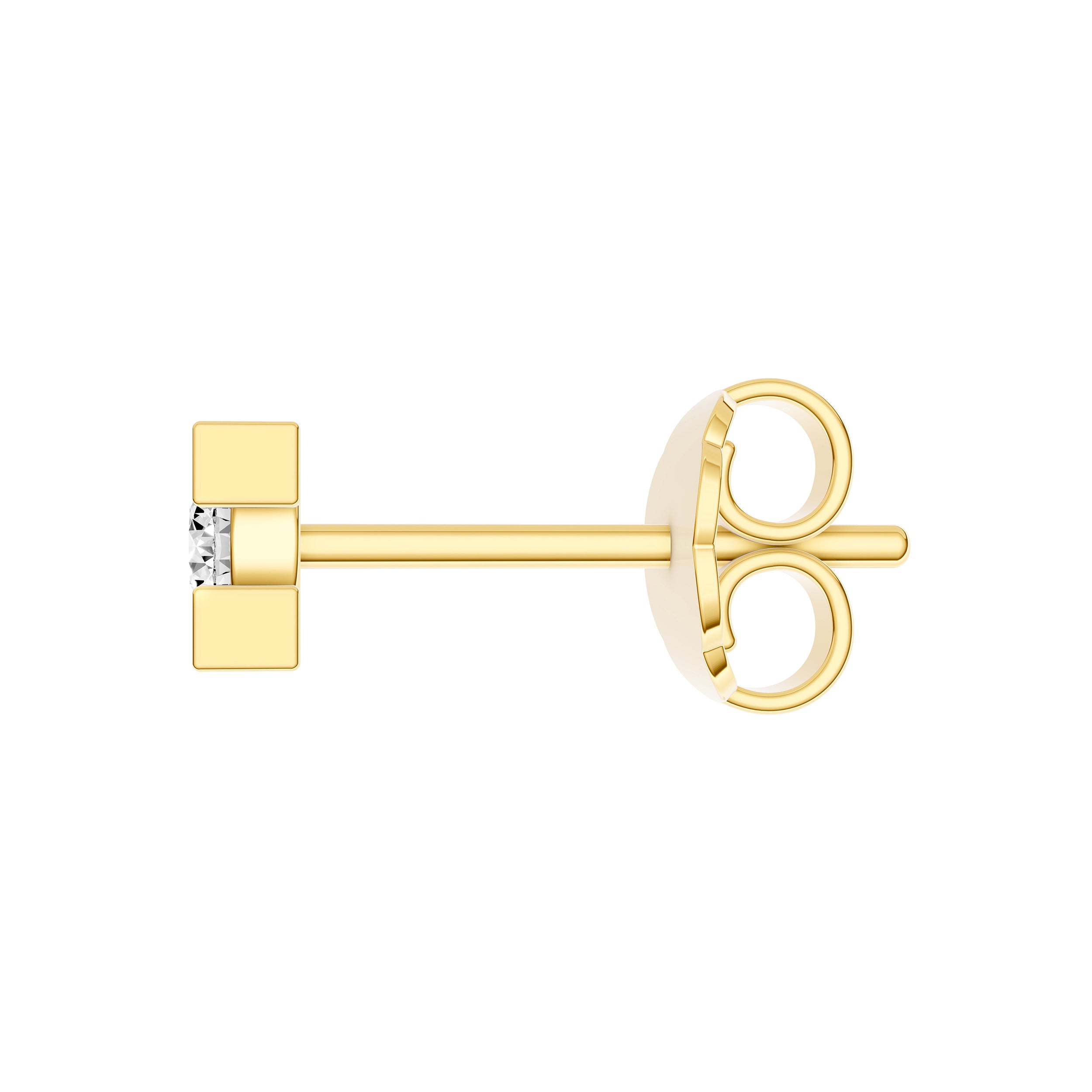 14K Yellow Gold 0.125tcw Diamond Split Square Stud Earrings