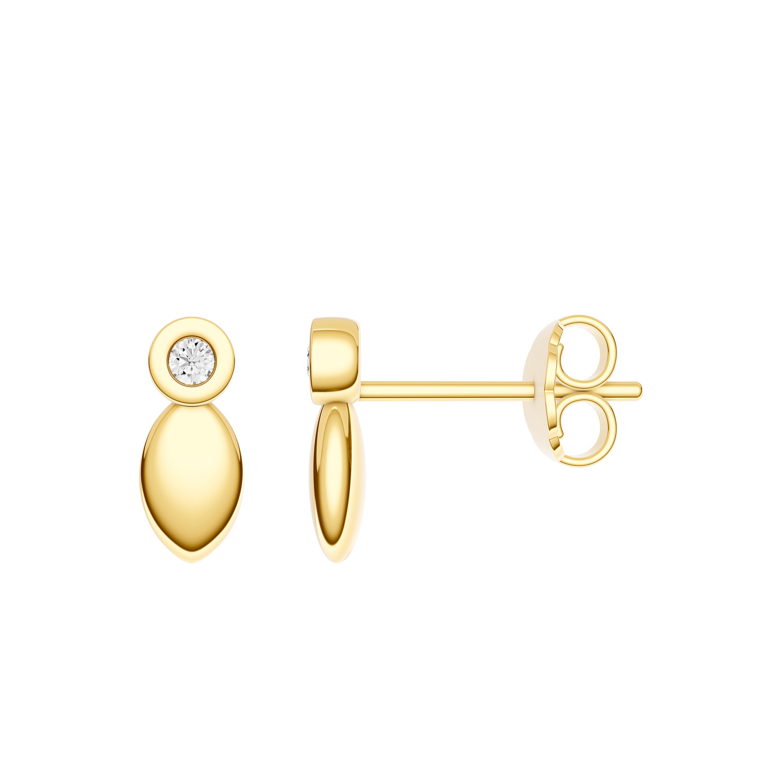 14K Yellow Gold 0.05tcw Diamond Elongated Stud Earrings Birmingham Jewelry Earrings Birmingham Jewelry 