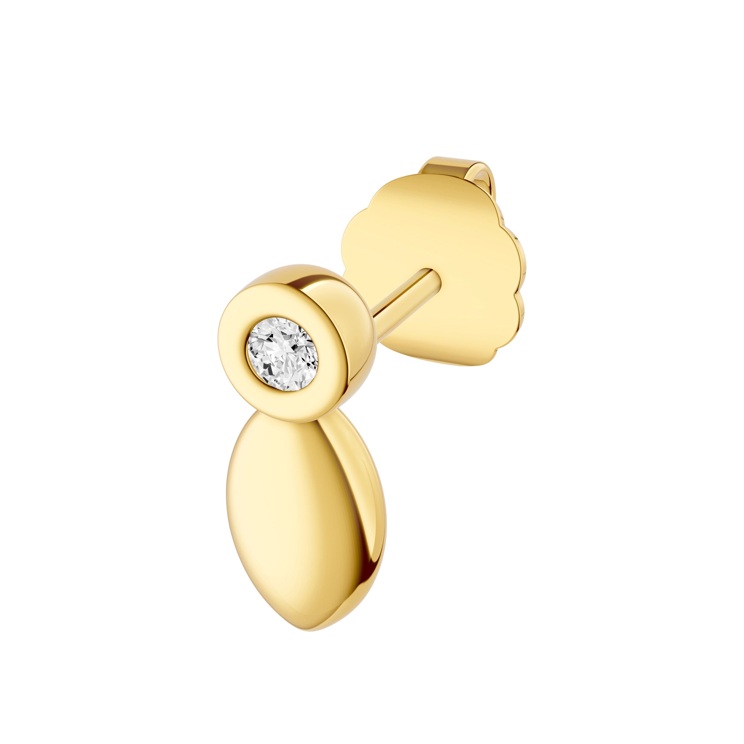 14K Yellow Gold 0.05tcw Diamond Elongated Stud Earrings Birmingham Jewelry Earrings Birmingham Jewelry 