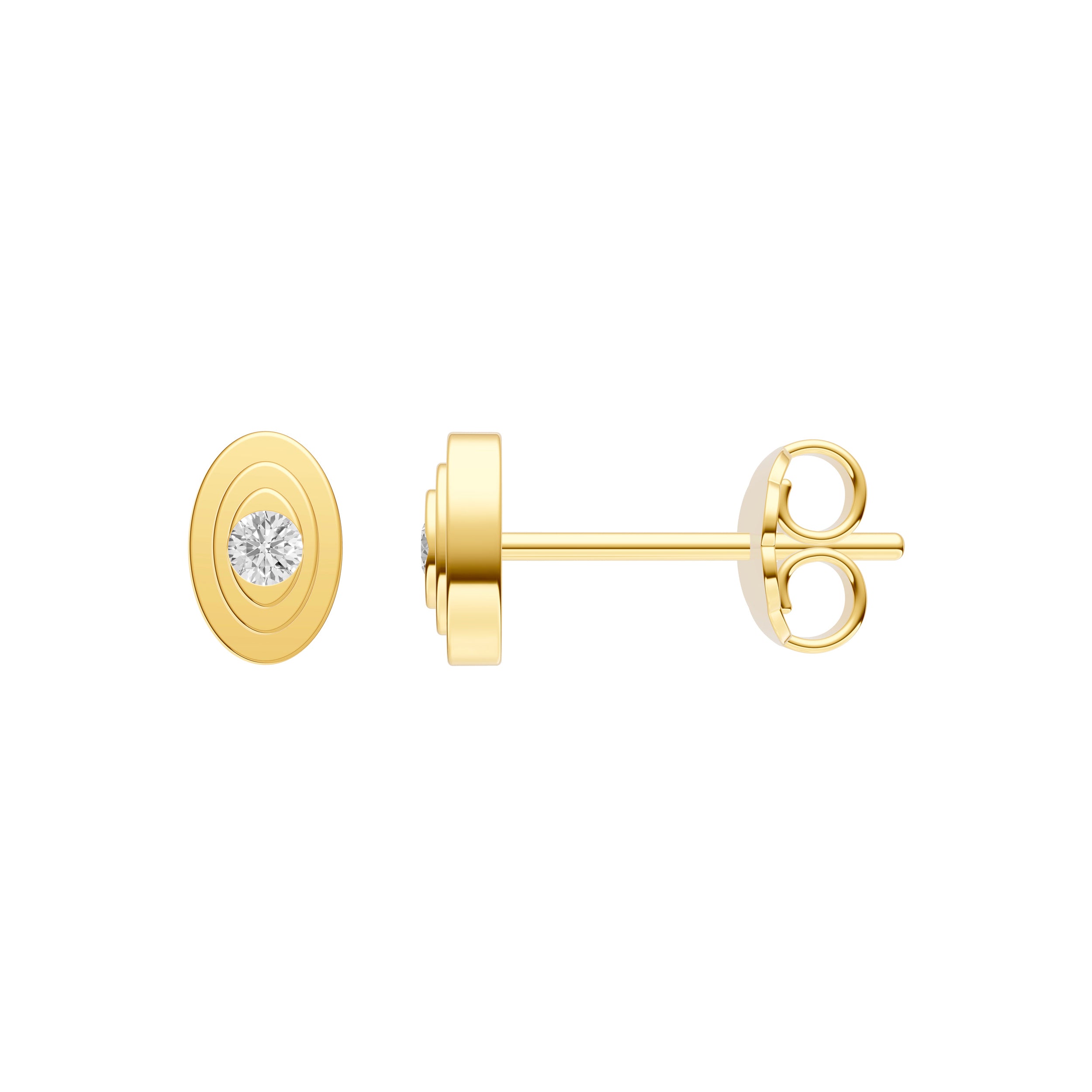 14K Yellow Gold 0.05tcw Diamond Oval Stud Earrings