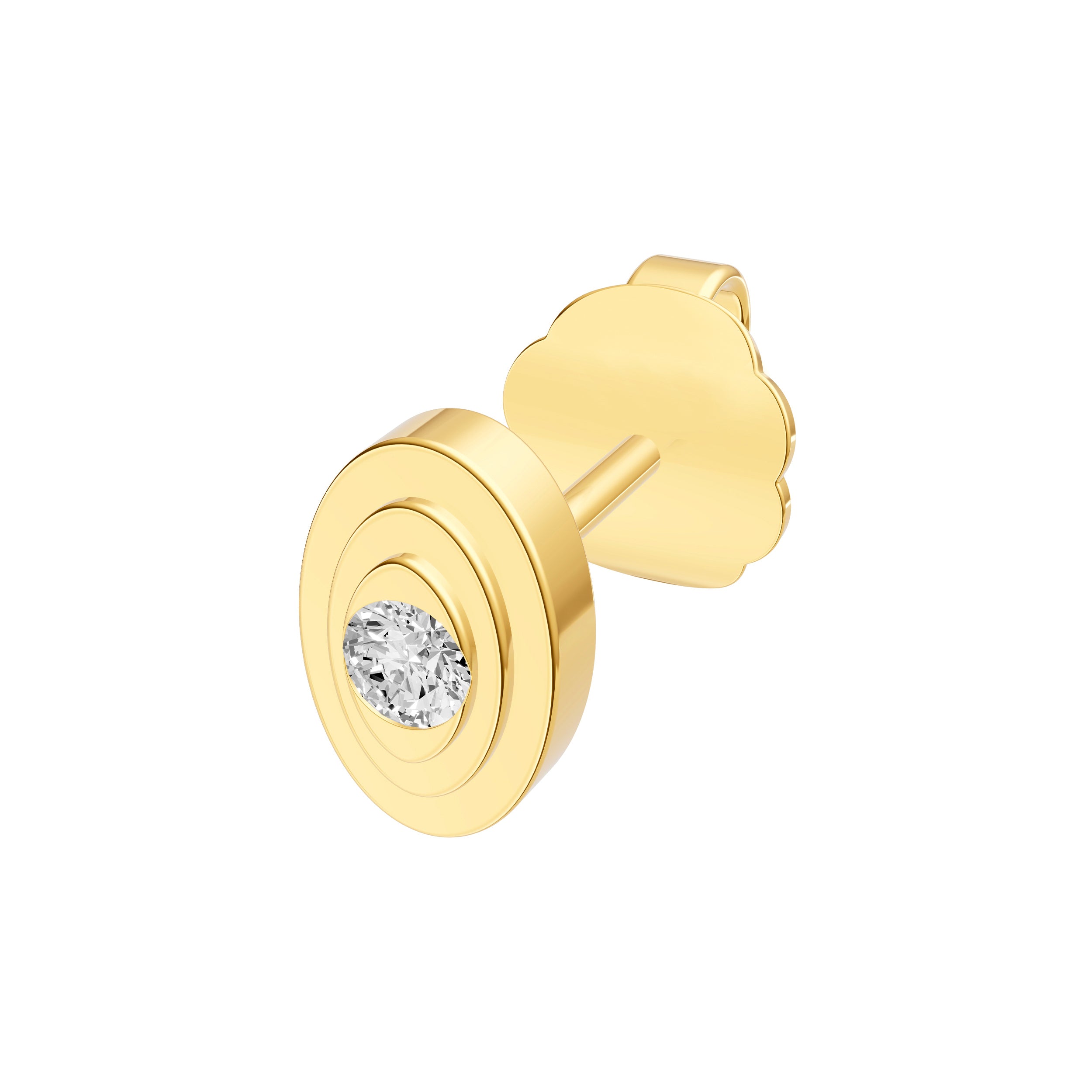14K Yellow Gold 0.05tcw Diamond Oval Stud Earrings