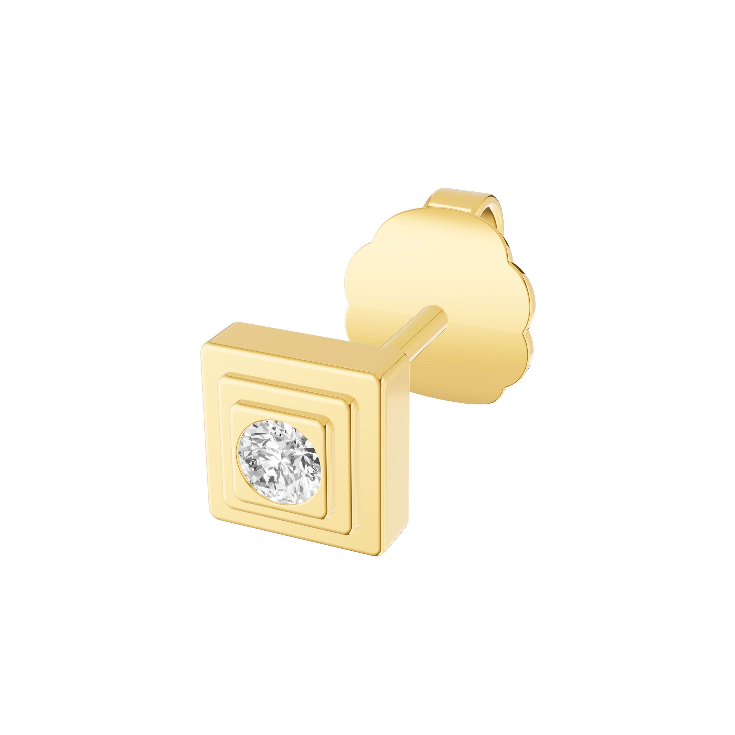 14K Yellow Gold 0.05tcw Diamond Frame Stud Earrings