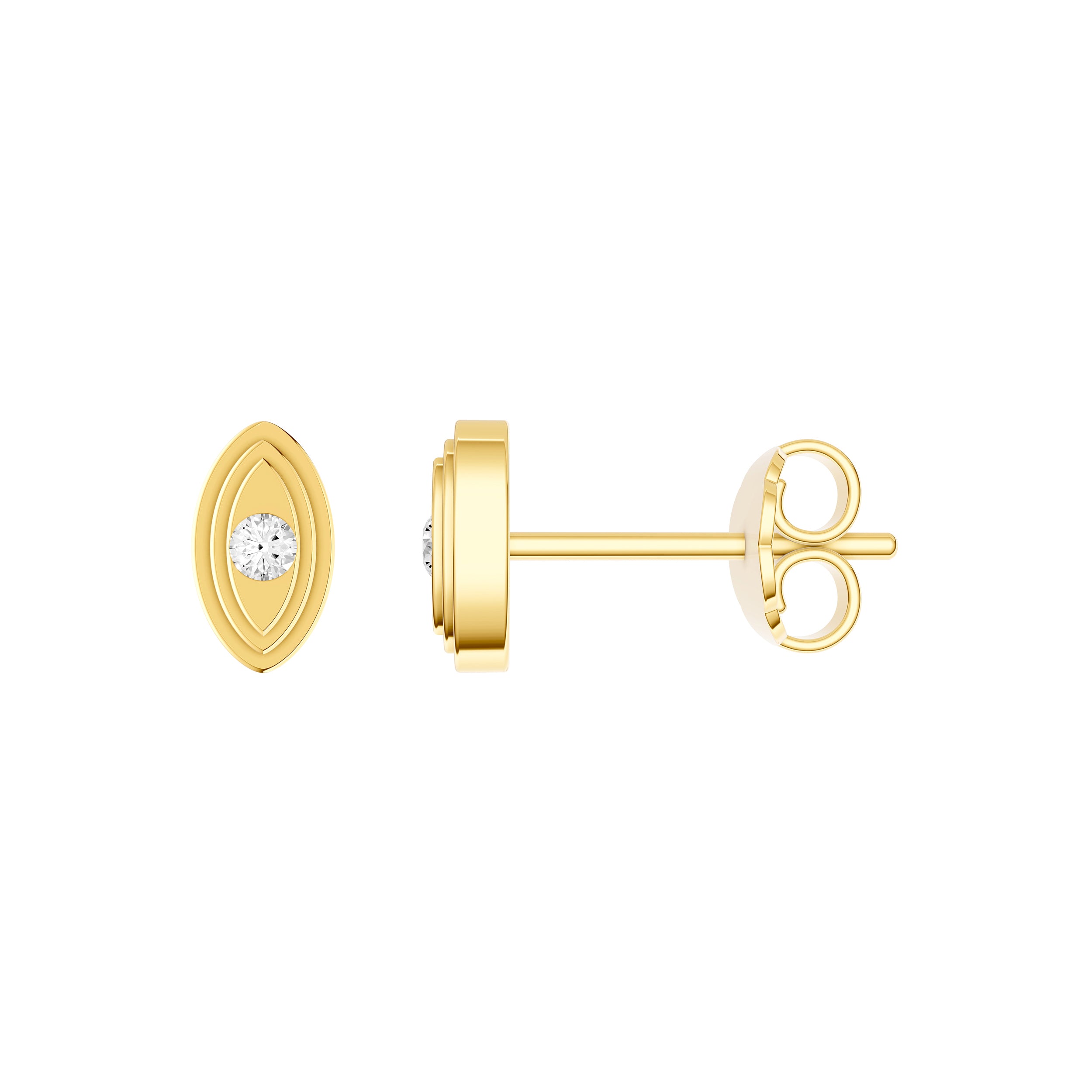 14K Yellow Gold 0.05tcw Diamond Marquise Shape Stud Earrings